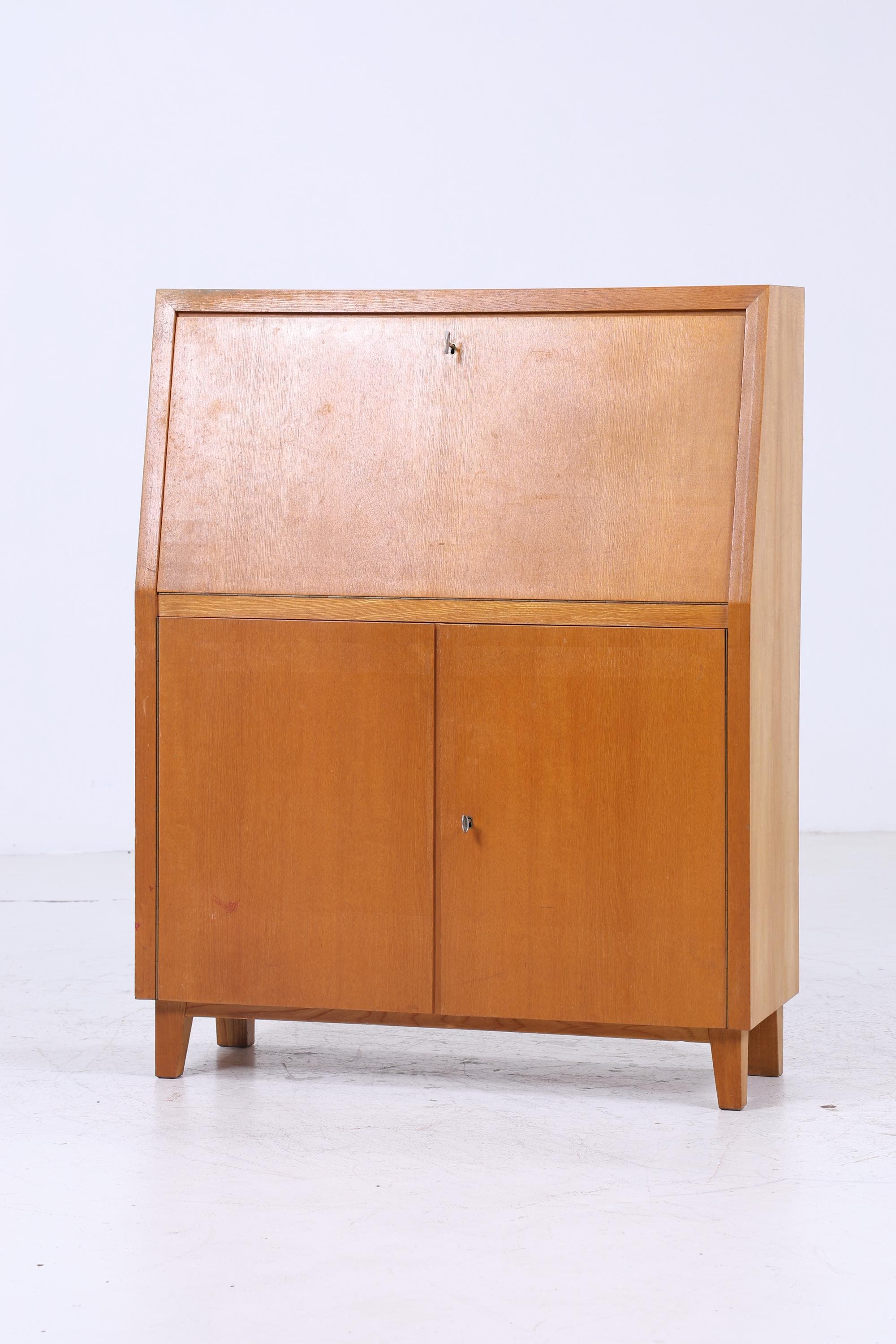 Vintage Musterring Sekretär aus Esche | Mid Century Schreibtisch Schrank Arbeitstisch Retro Holz Aufbewahrung 50er Jahre