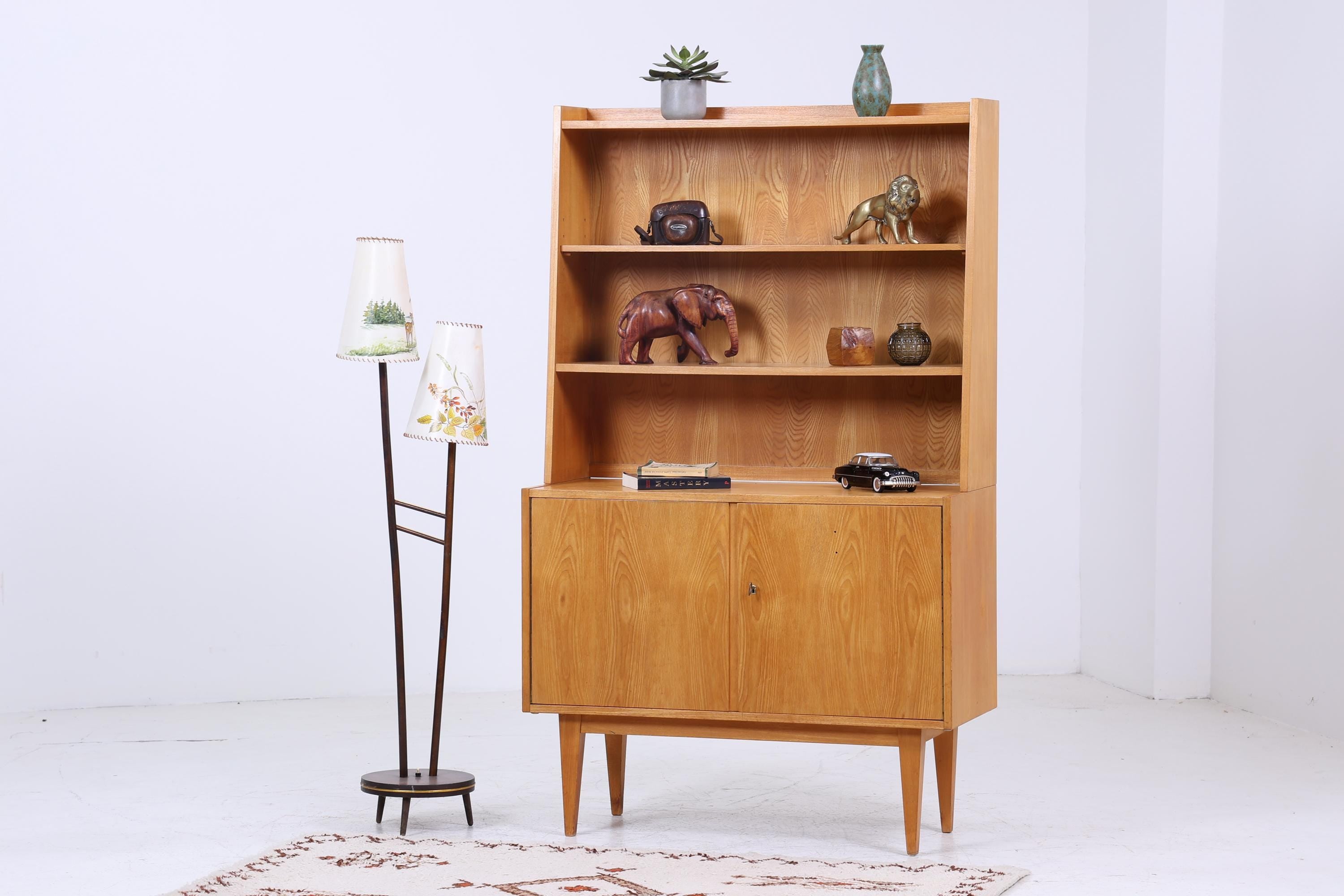 Vintage Hellerau Regal der Serie 602 | Mid Century Bücherregal Schmal | Retro Holz Aufbewahrung 60er 70er Jahre