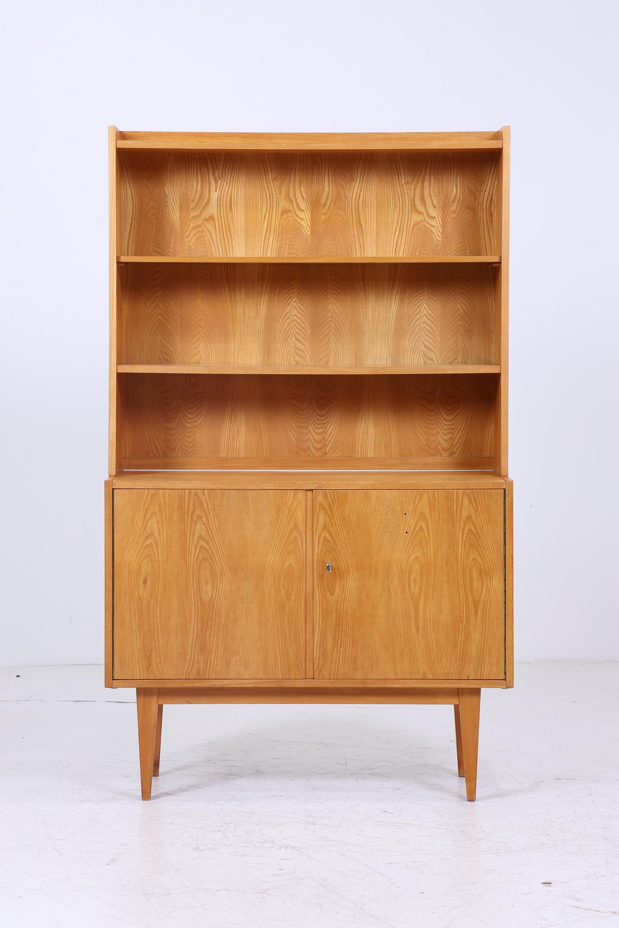 Vintage Hellerau Regal der Serie 602 | Mid Century Bücherregal Schmal | Retro Holz Aufbewahrung 60er 70er Jahre
