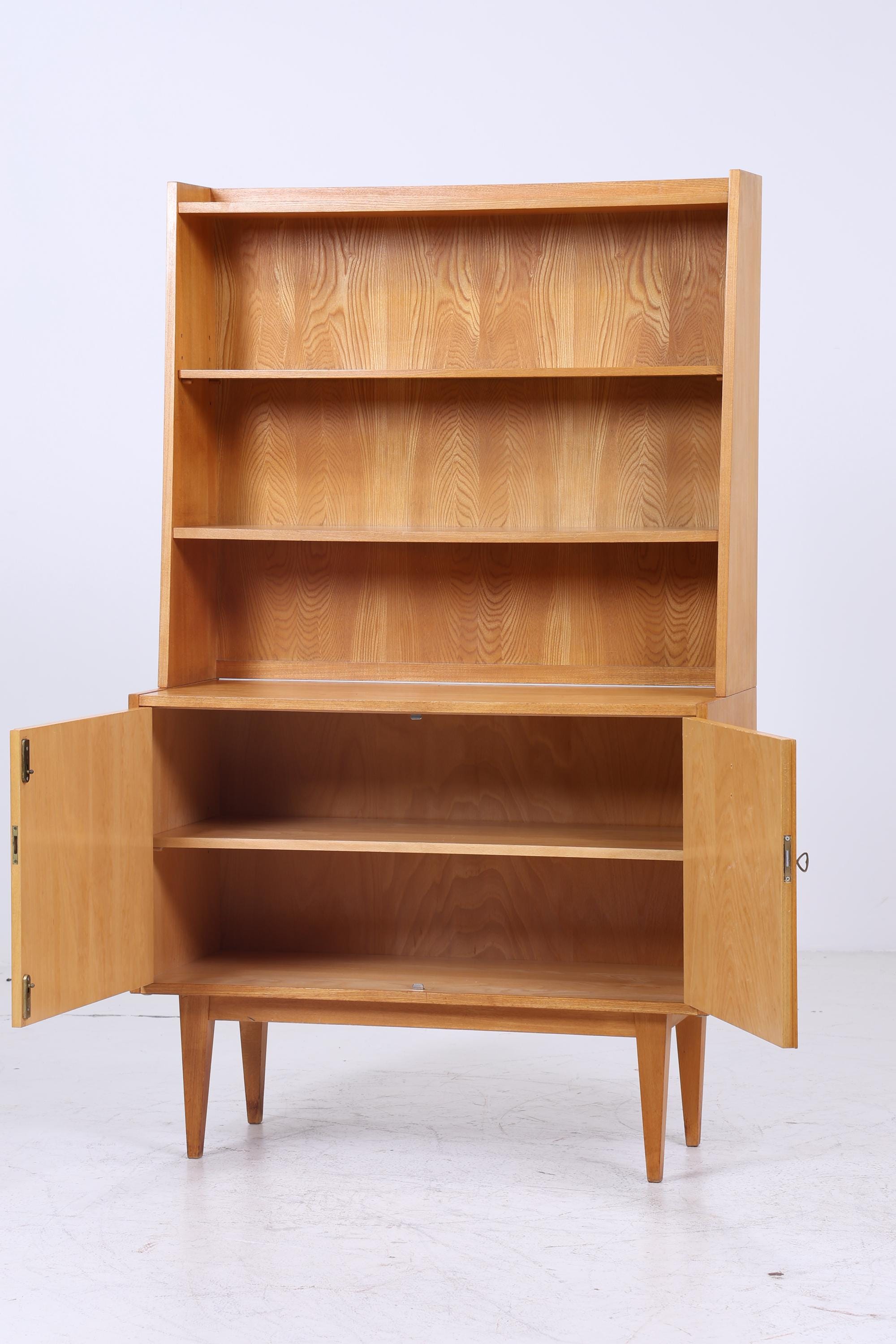 Vintage Hellerau Regal der Serie 602 | Mid Century Bücherregal Schmal | Retro Holz Aufbewahrung 60er 70er Jahre