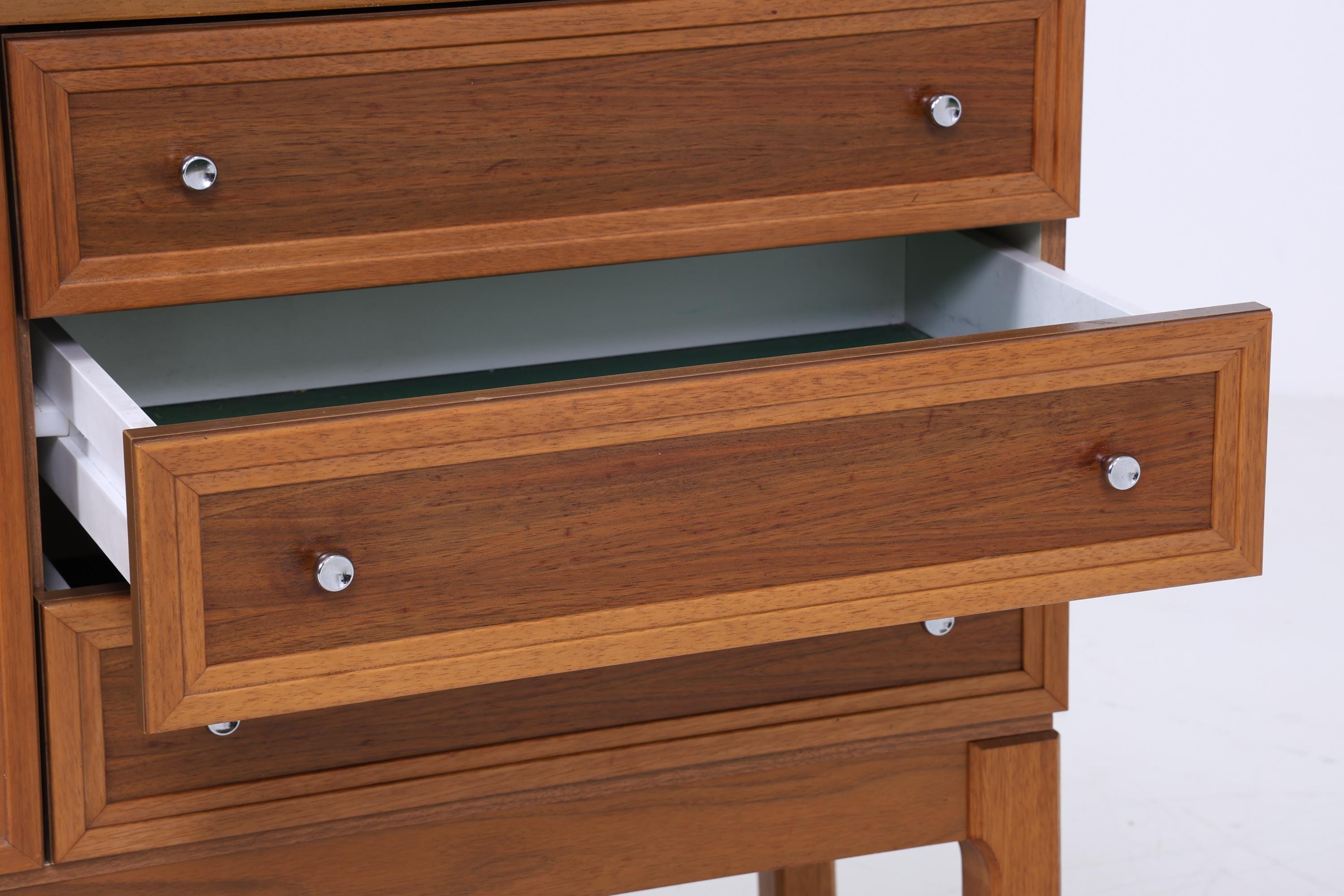Vintage Nussbaum Palette Sideboard 60er Jahre | Mid Century TV Board mit Fächern & Schubladen Retro Holz Aufbewahrung