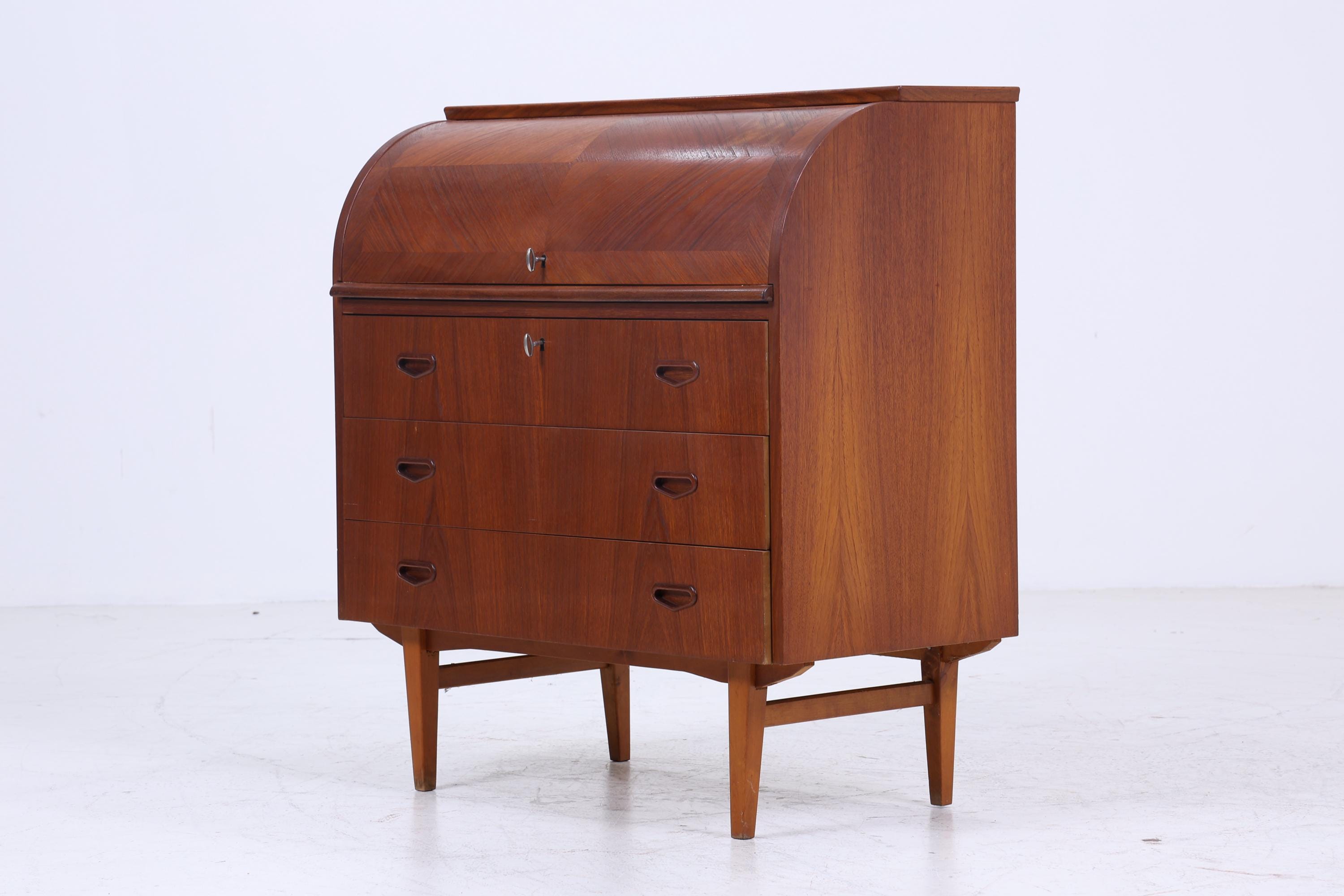 Wunderschöner Teak Vintage Sekretär 60er Jahre | Mid Century Schreibtisch Schrank Arbeitstisch Retro Holz Aufbewahrung