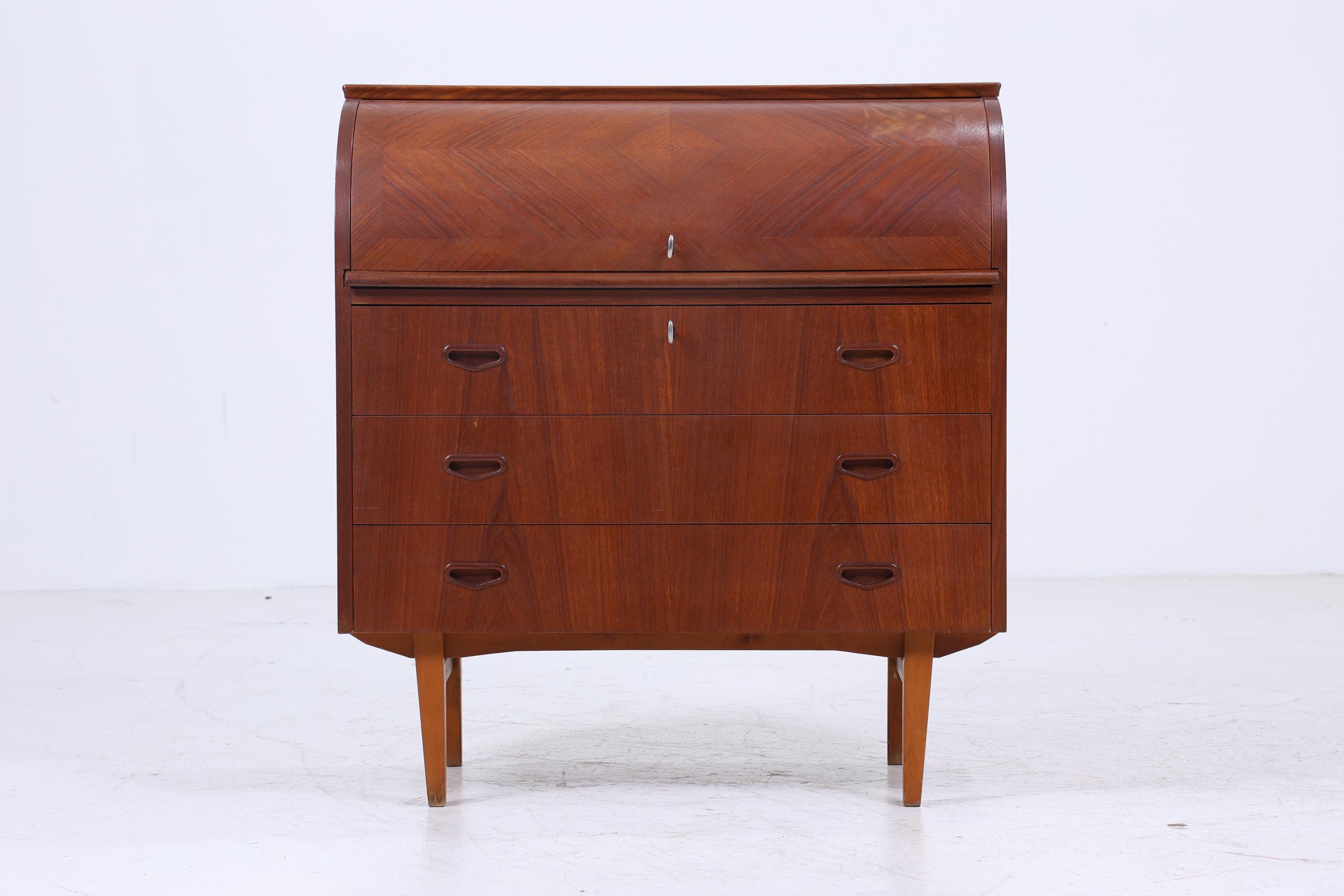 Wunderschöner Teak Vintage Sekretär 60er Jahre | Mid Century Schreibtisch Schrank Arbeitstisch Retro Holz Aufbewahrung