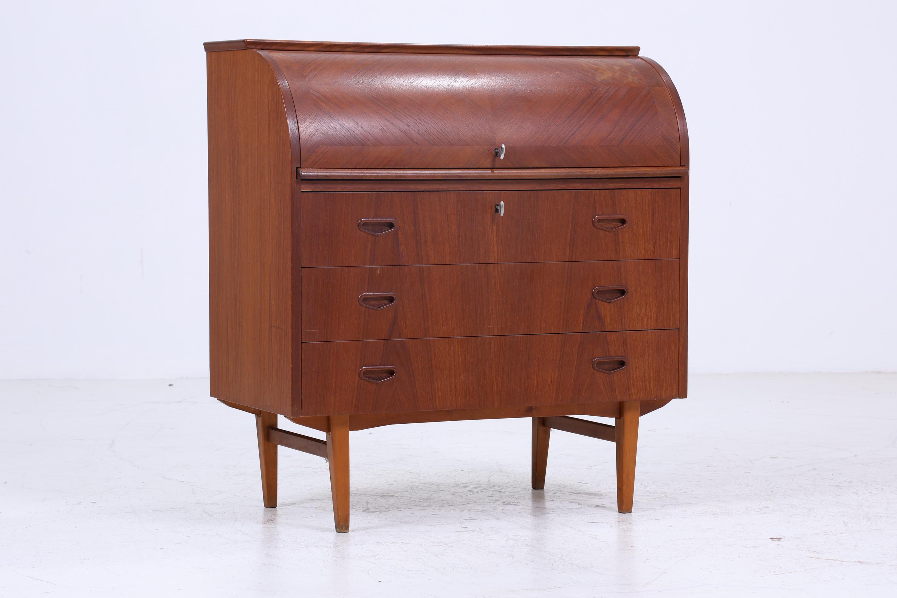 Wunderschöner Teak Vintage Sekretär 60er Jahre | Mid Century Schreibtisch Schrank Arbeitstisch Retro Holz Aufbewahrung