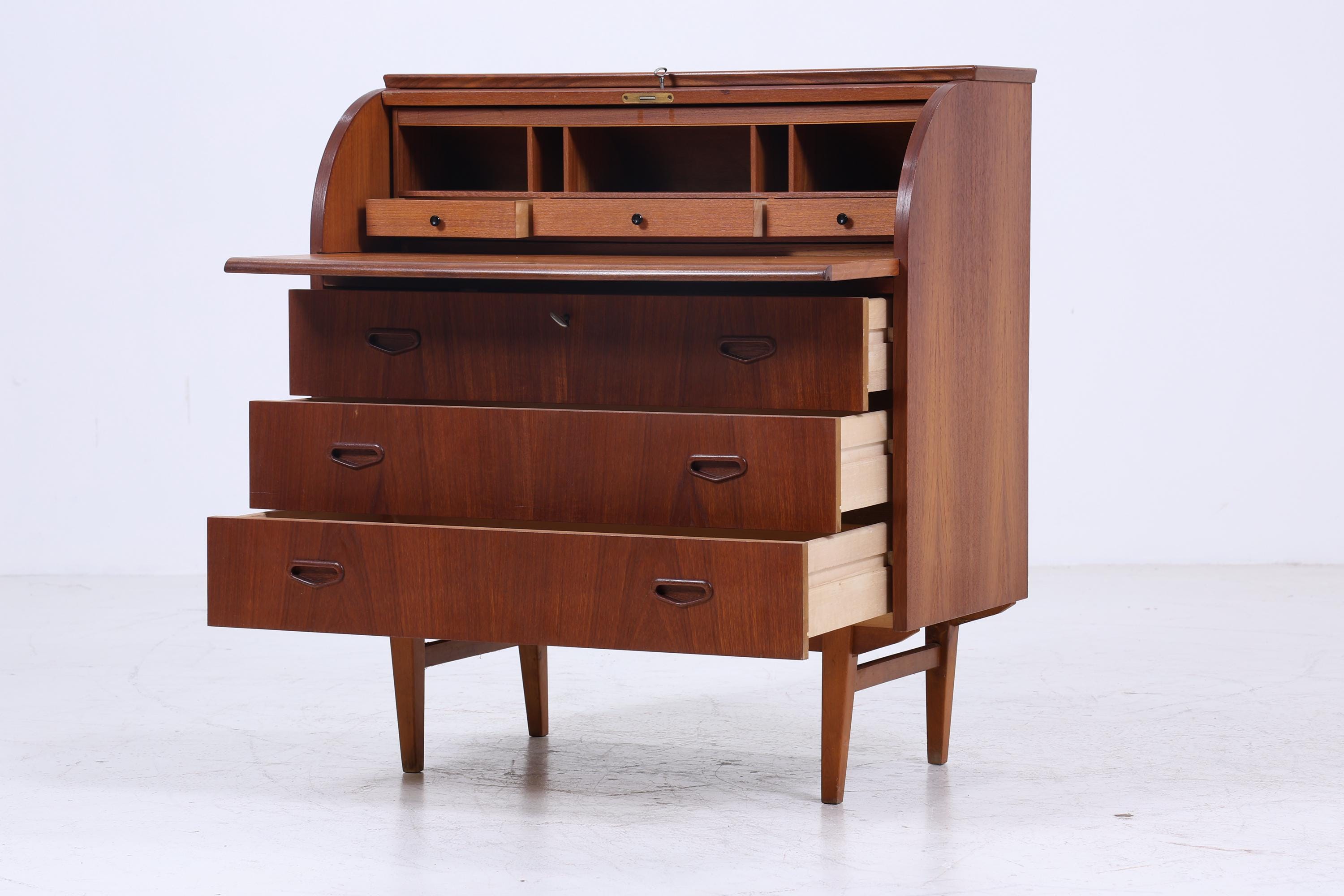 Wunderschöner Teak Vintage Sekretär 60er Jahre | Mid Century Schreibtisch Schrank Arbeitstisch Retro Holz Aufbewahrung