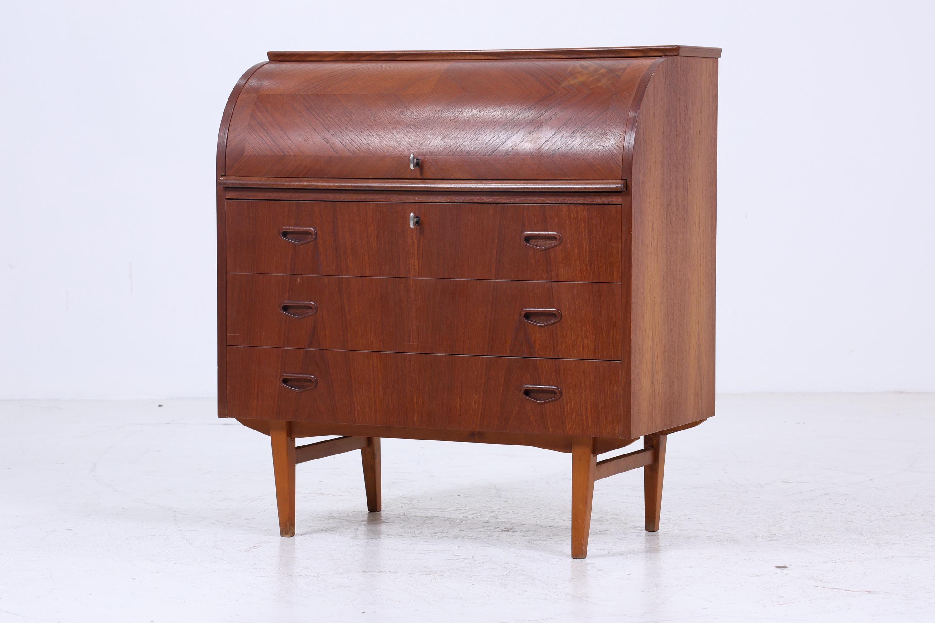 Wunderschöner Teak Vintage Sekretär 60er Jahre | Mid Century Schreibtisch Schrank Arbeitstisch Retro Holz Aufbewahrung