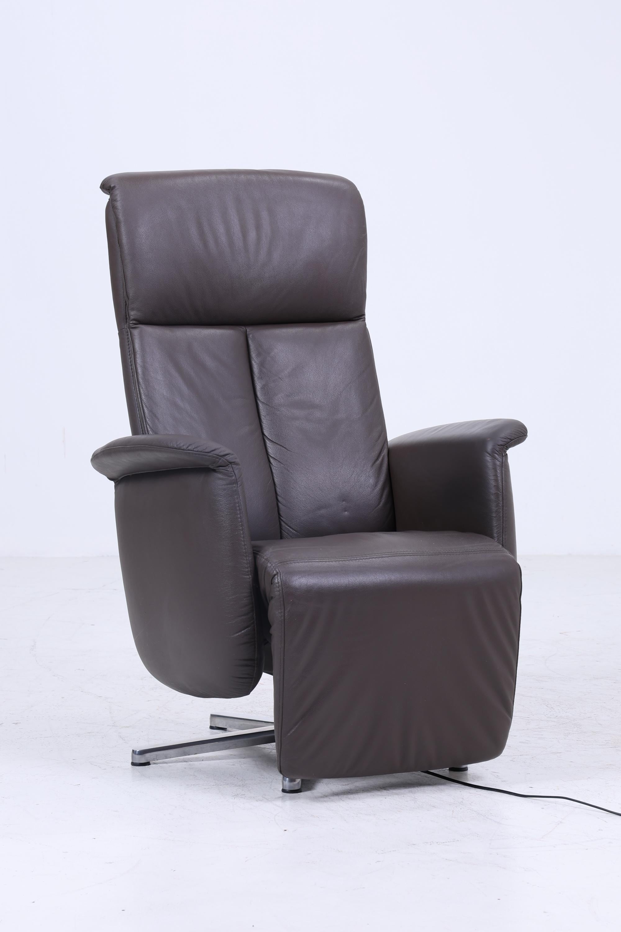 Vintage Ewald Schillig Fernsehsessel Modell Moviestar | Retro Relaxsessel mit Armlehnen | Mid Century Lounge Chair aus Leder