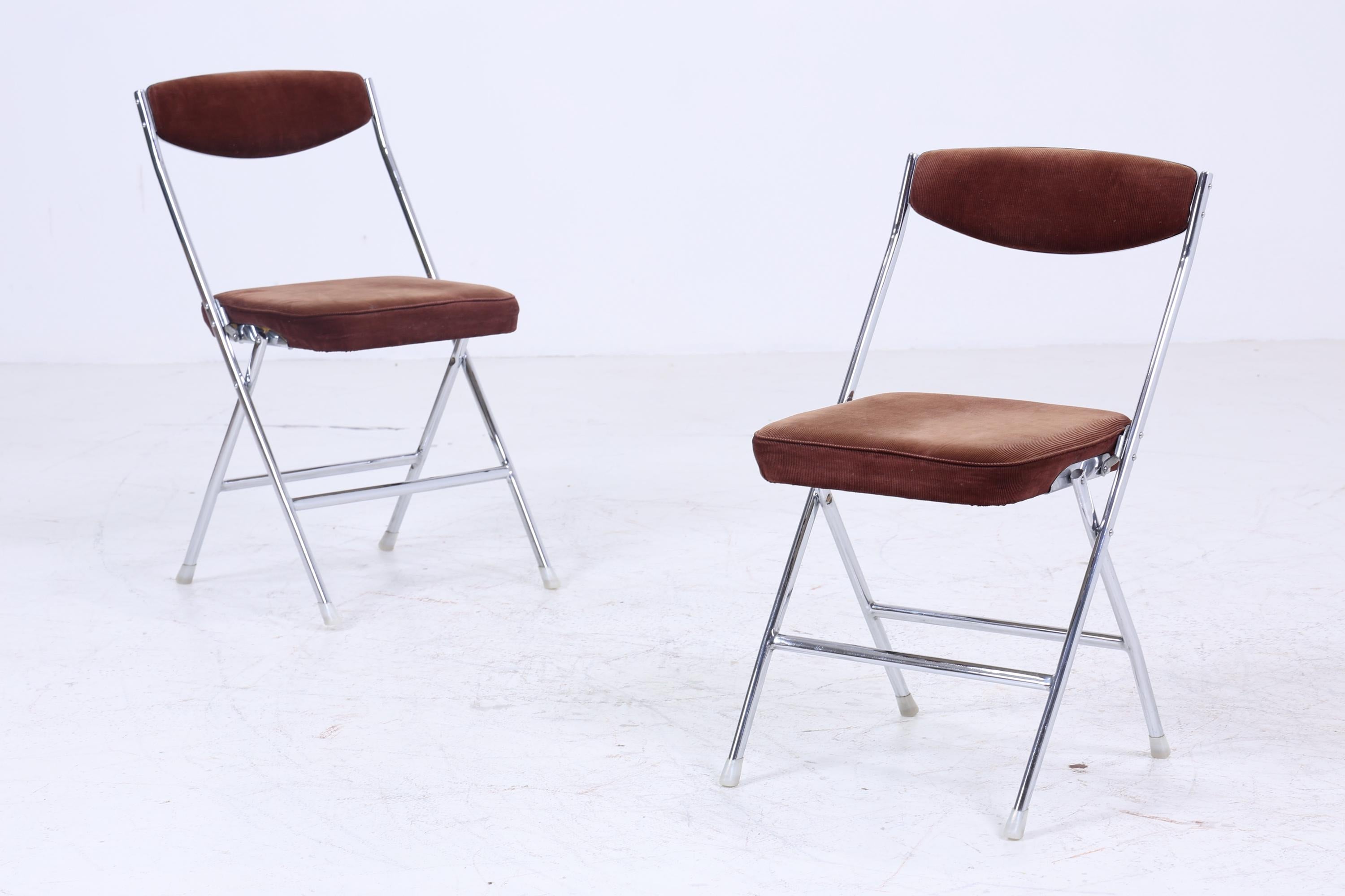 2 Vintage Chrom Klappstühle | Mid Century Stuhl 60er Jahre | Küchenstuhl 70er