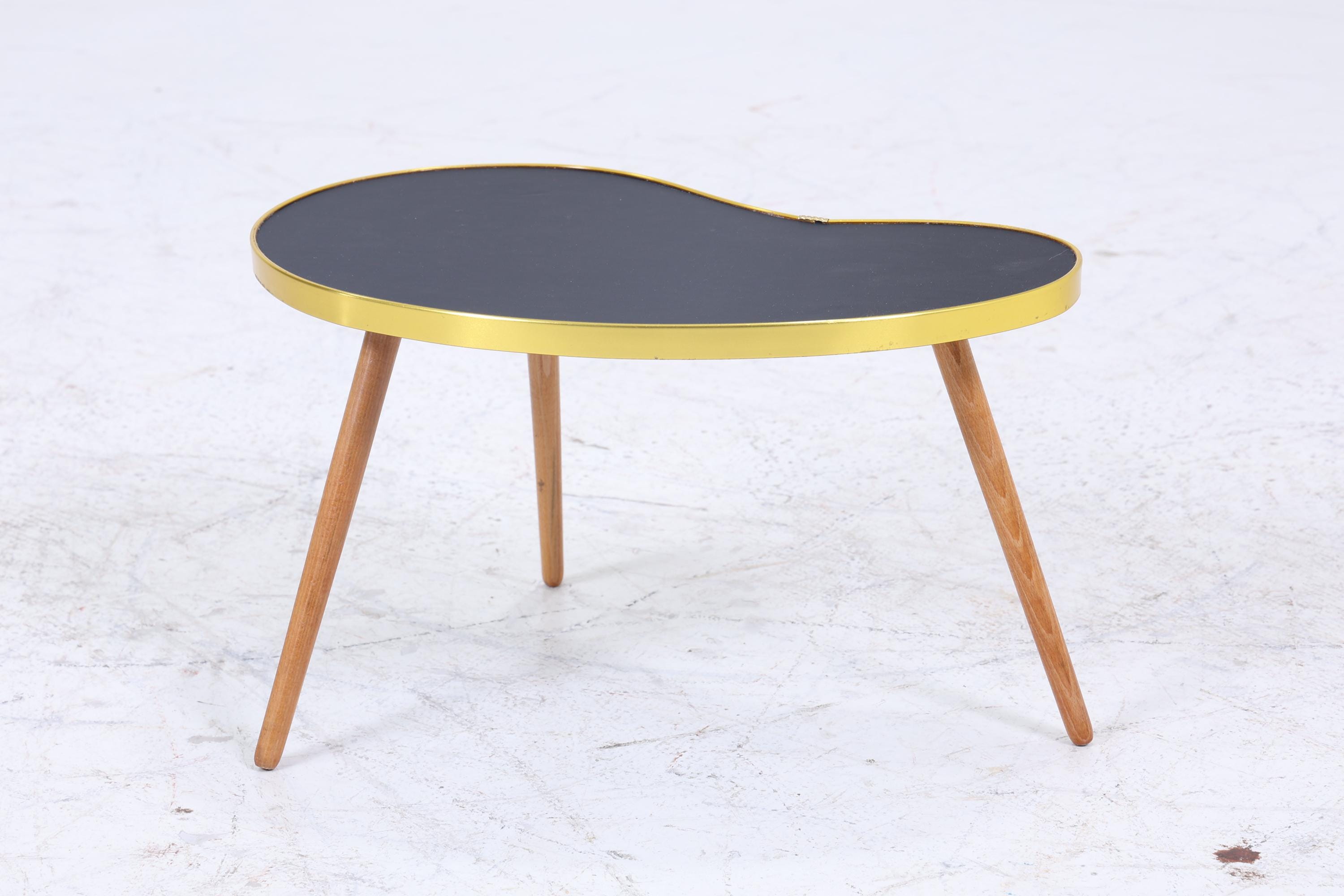 Vintage Nierentisch | Mid Century Blumentisch | Beistelltische Schwarz 60er Jahre