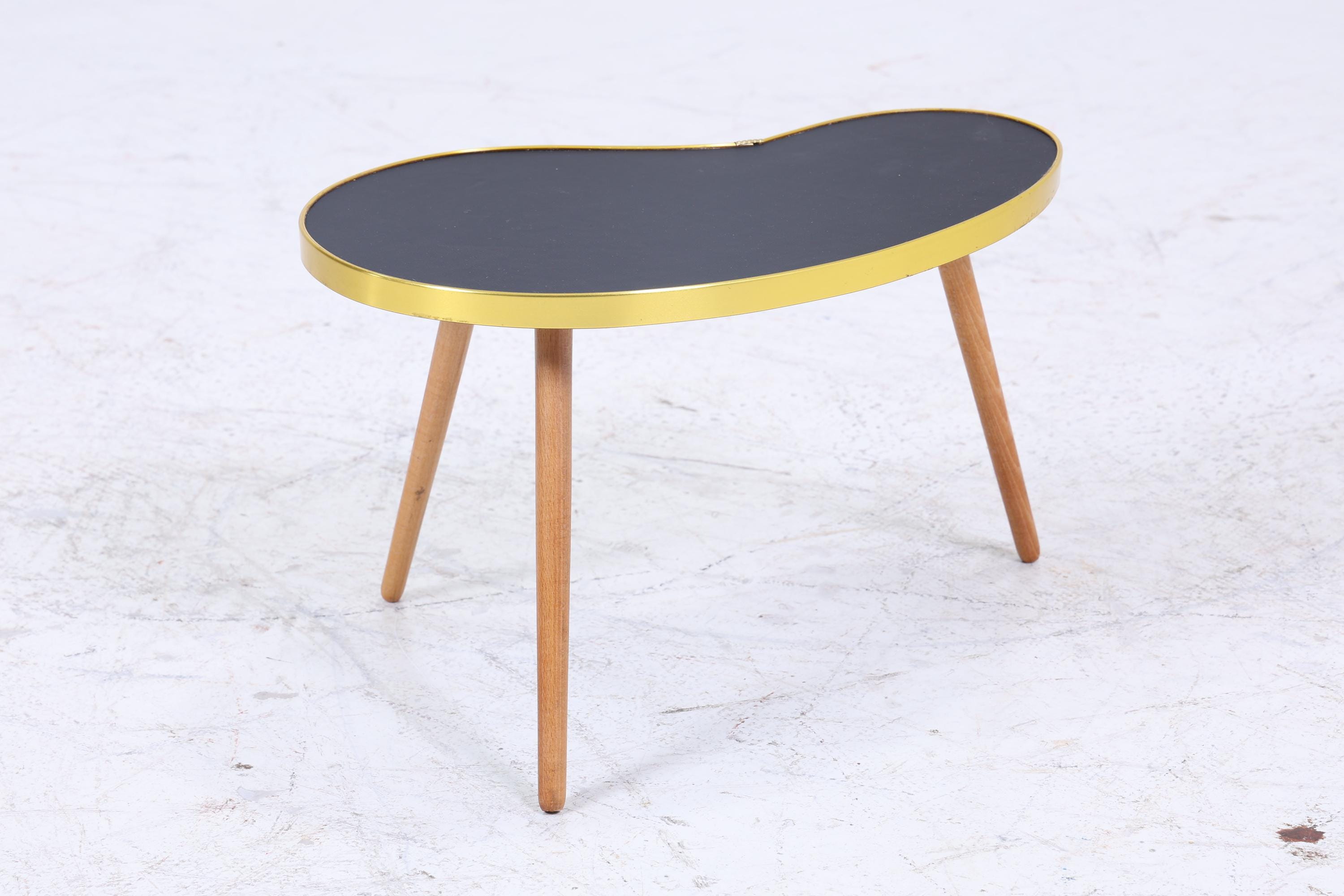 Vintage Nierentisch | Mid Century Blumentisch | Beistelltische Schwarz 60er Jahre