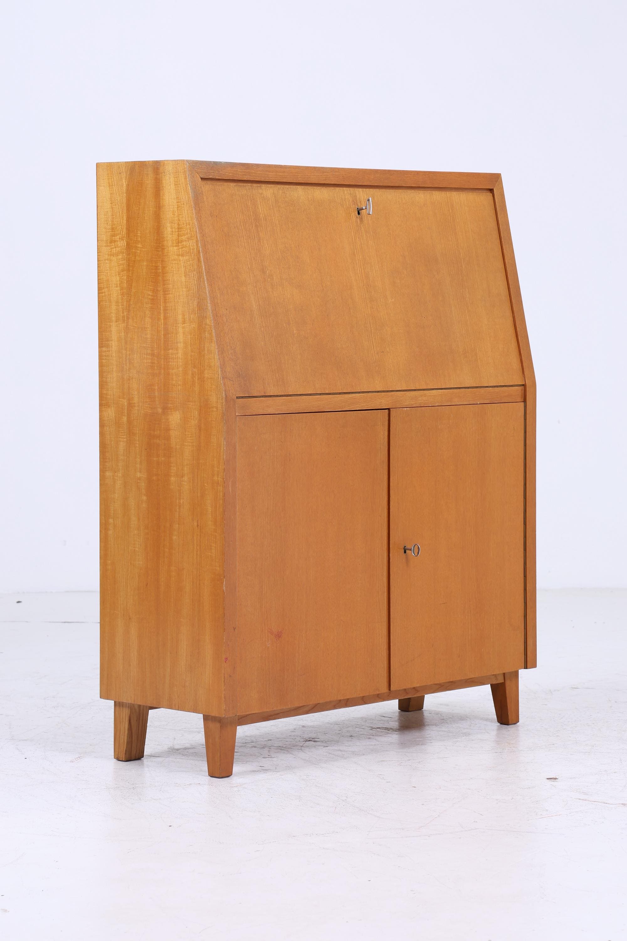 Vintage Musterring Sekretär aus Esche | Mid Century Schreibtisch Schrank Arbeitstisch Retro Holz Aufbewahrung 50er Jahre