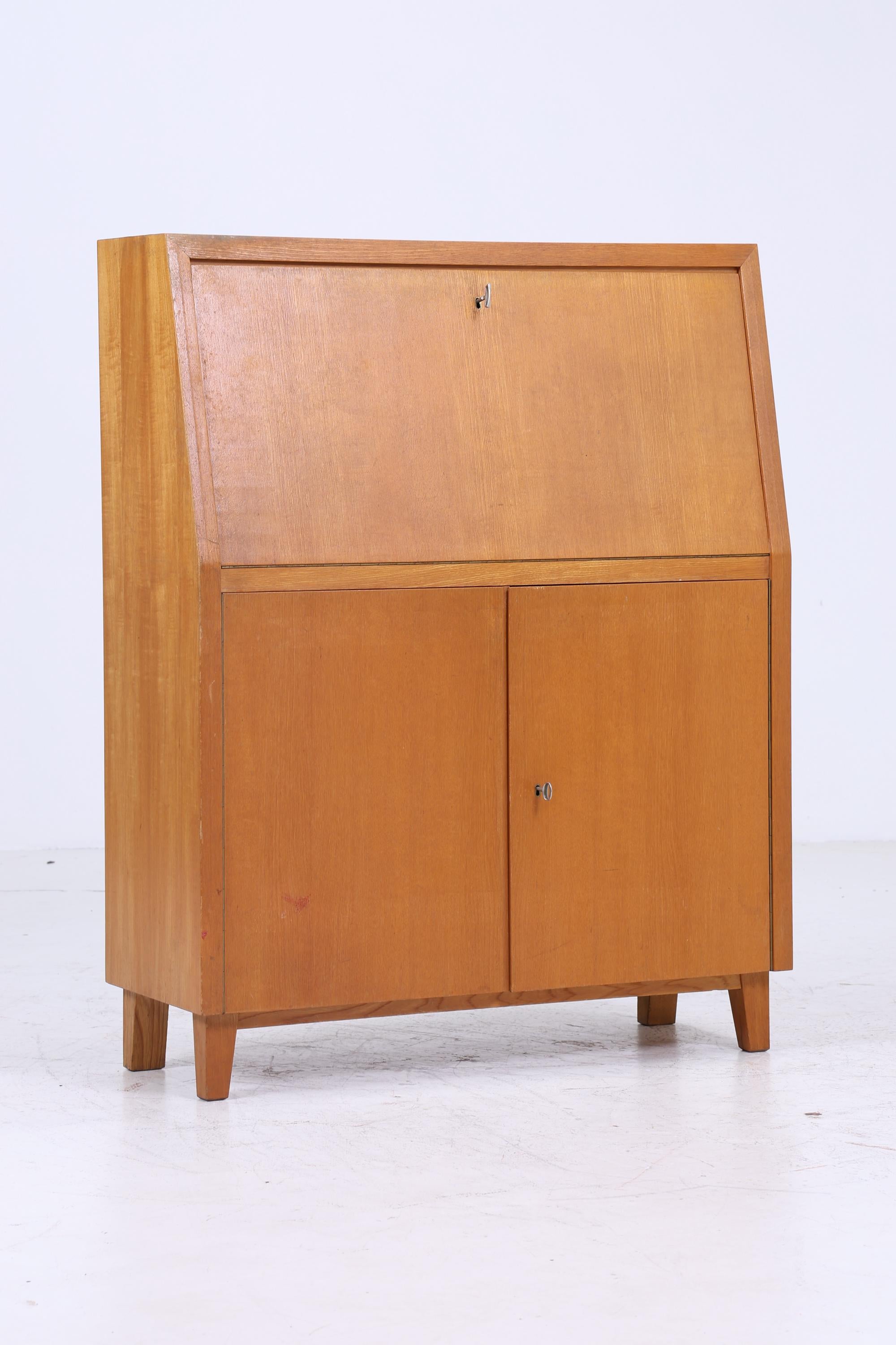 Vintage Musterring Sekretär aus Esche | Mid Century Schreibtisch Schrank Arbeitstisch Retro Holz Aufbewahrung 50er Jahre