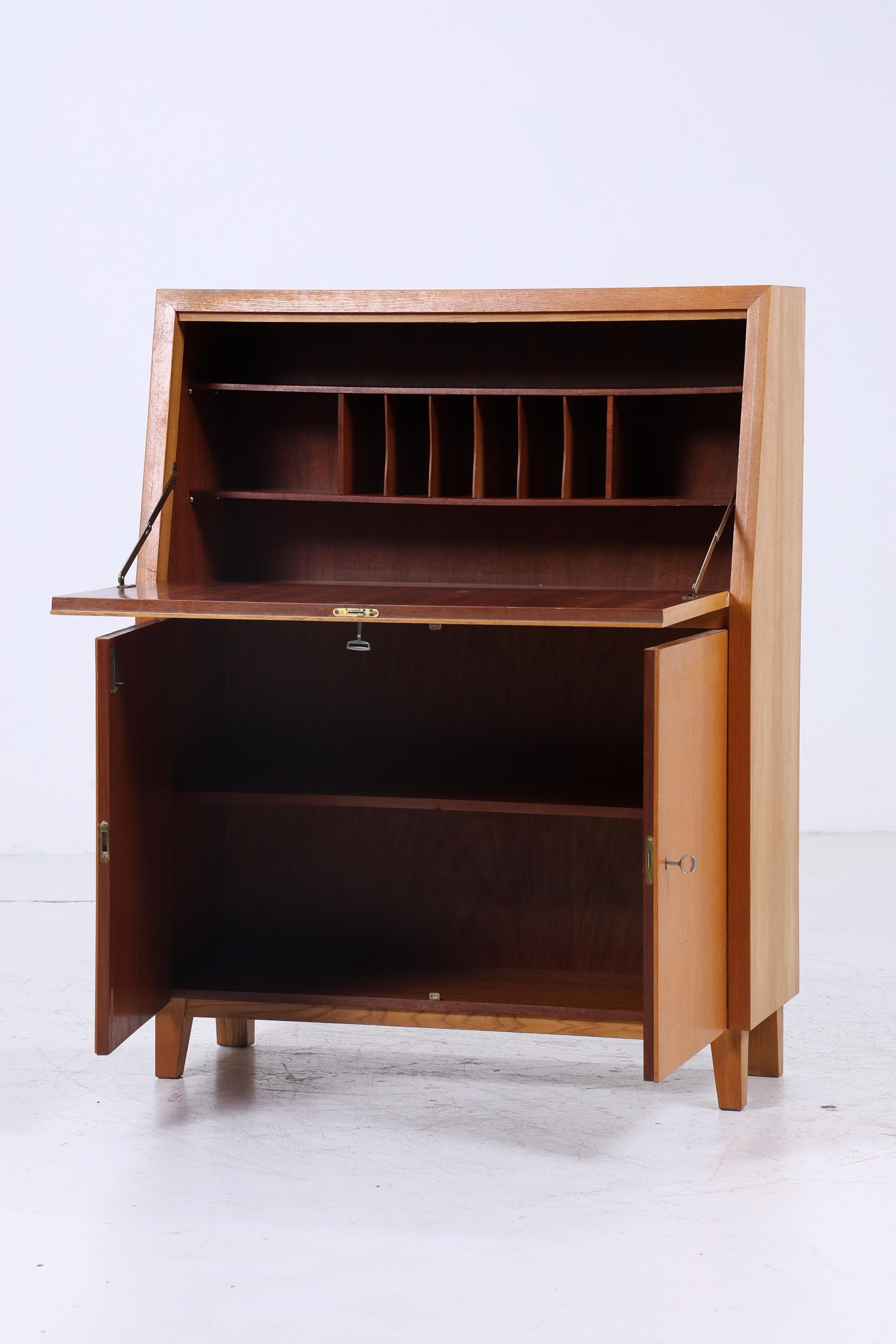 Vintage Musterring Sekretär aus Esche | Mid Century Schreibtisch Schrank Arbeitstisch Retro Holz Aufbewahrung 50er Jahre