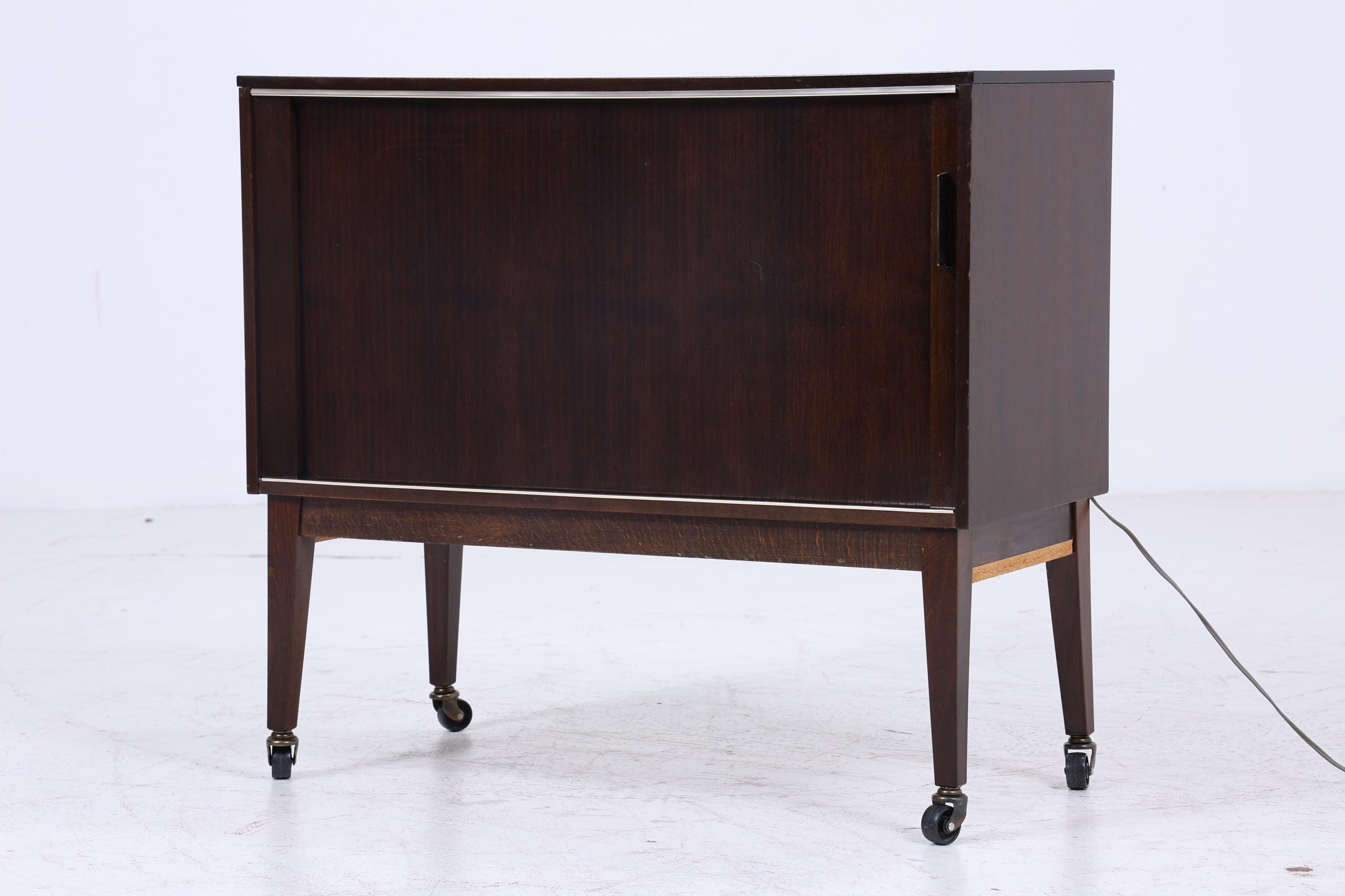 Wunderschöne Vintage Kommode auf Rollen | Mid Century Schrank | Phonoschrank Retro Holz Aufbewahrung