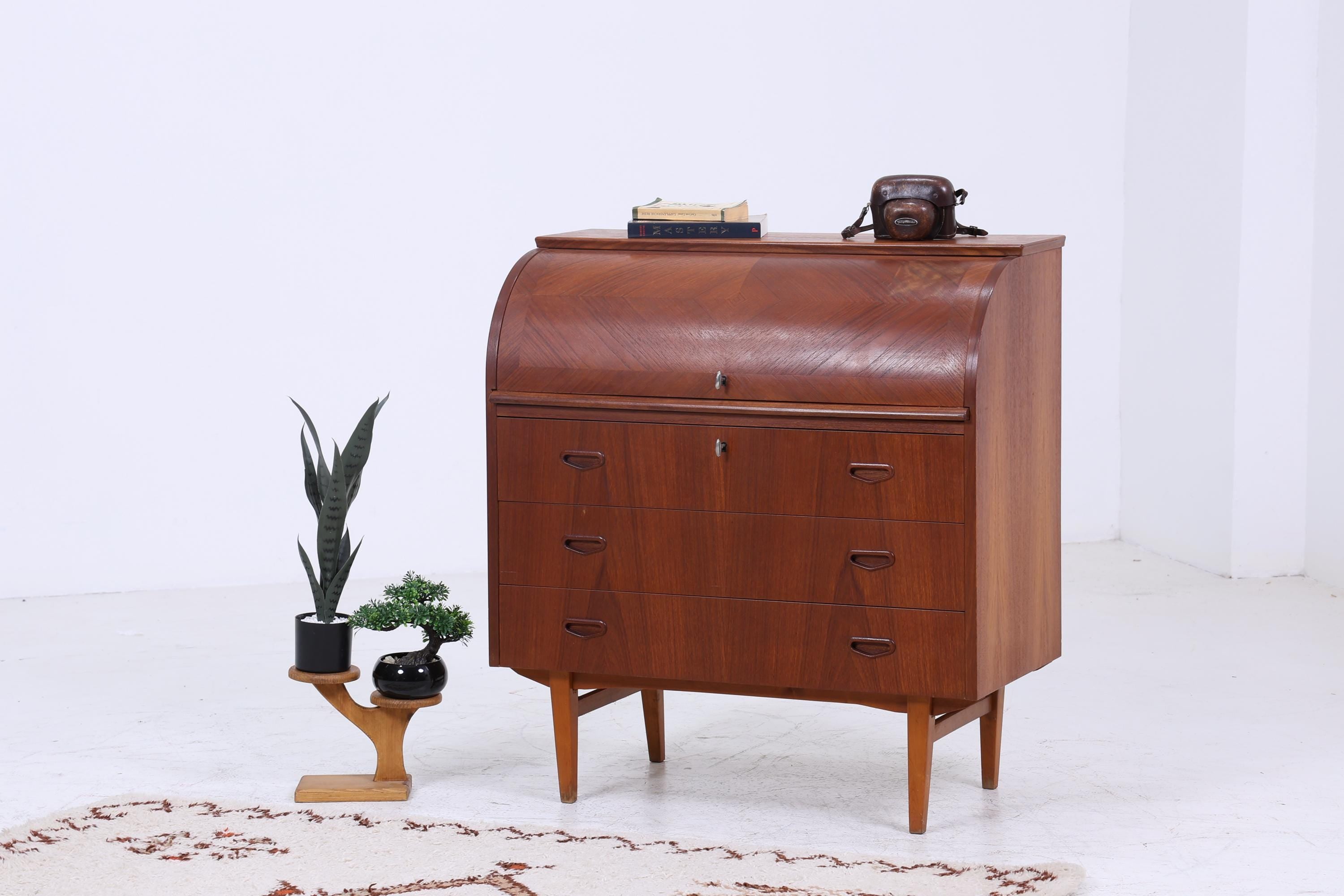 Wunderschöner Teak Vintage Sekretär 60er Jahre | Mid Century Schreibtisch Schrank Arbeitstisch Retro Holz Aufbewahrung