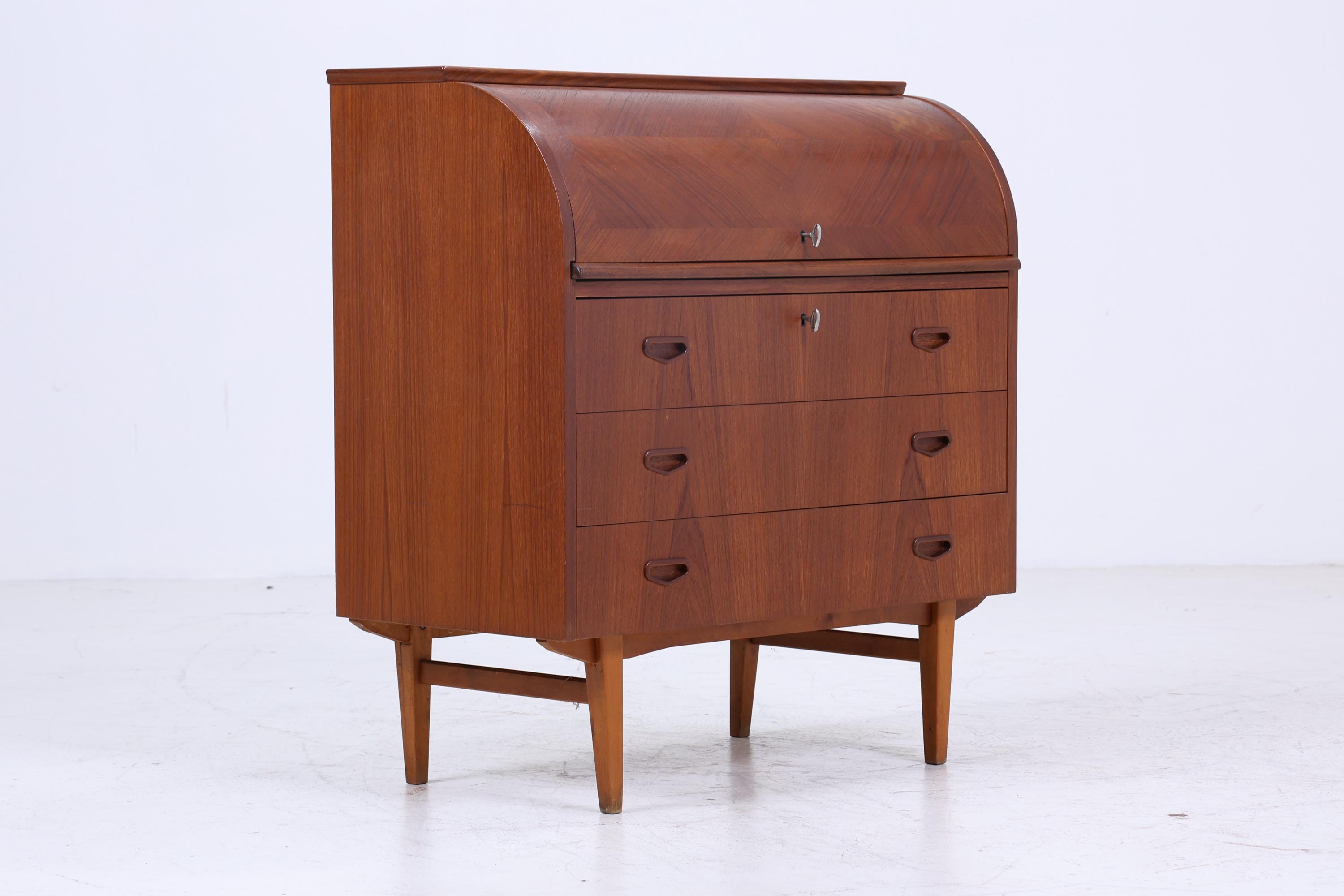 Wunderschöner Teak Vintage Sekretär 60er Jahre | Mid Century Schreibtisch Schrank Arbeitstisch Retro Holz Aufbewahrung