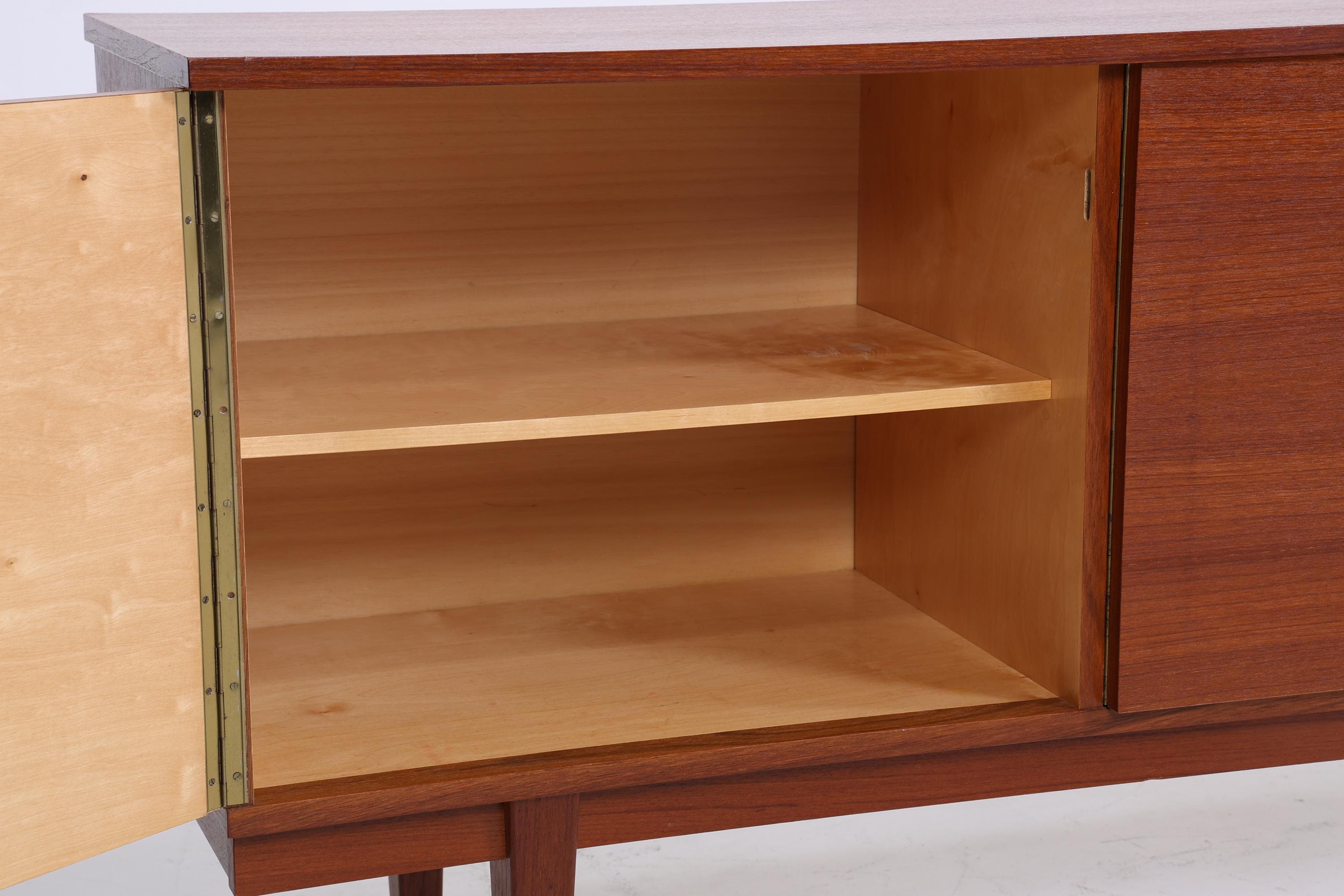 Vintage Teak Sideboard 60er Jahre | Mid Century TV Board mit Schubladen & Fächern Retro Holz Aufbewahrung