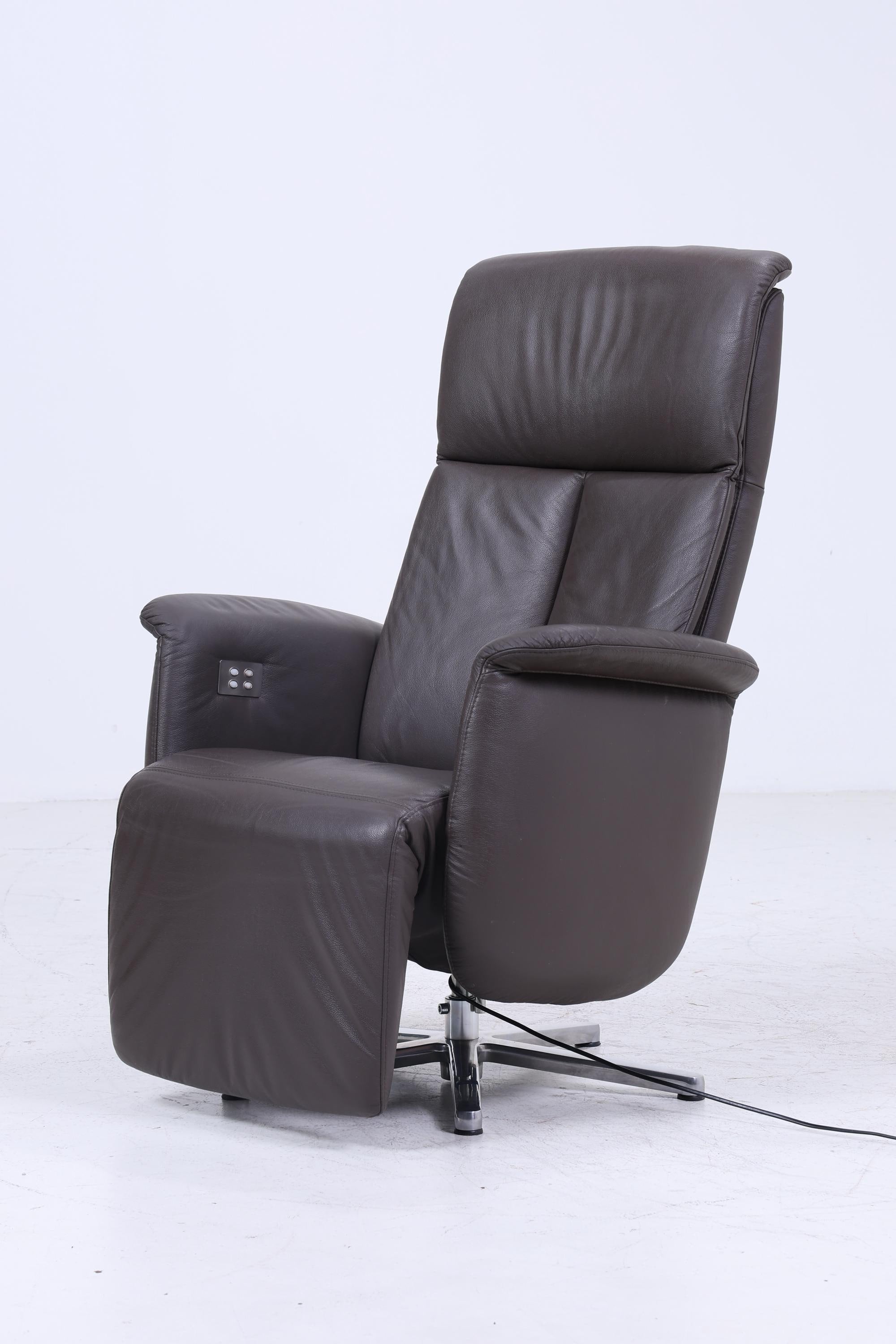Vintage Ewald Schillig Fernsehsessel Modell Moviestar | Retro Relaxsessel mit Armlehnen | Mid Century Lounge Chair aus Leder
