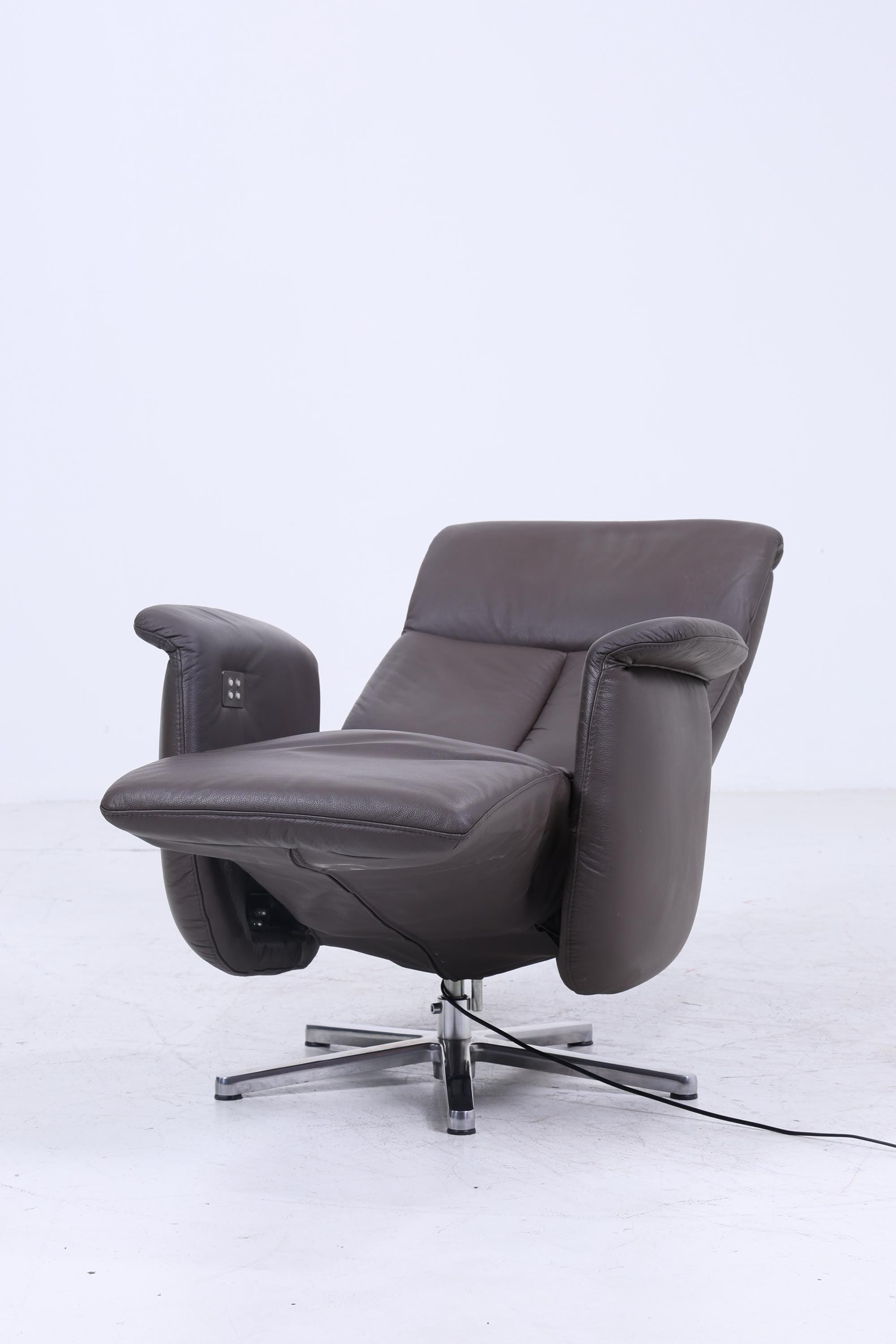 Vintage Ewald Schillig Fernsehsessel Modell Moviestar | Retro Relaxsessel mit Armlehnen | Mid Century Lounge Chair aus Leder