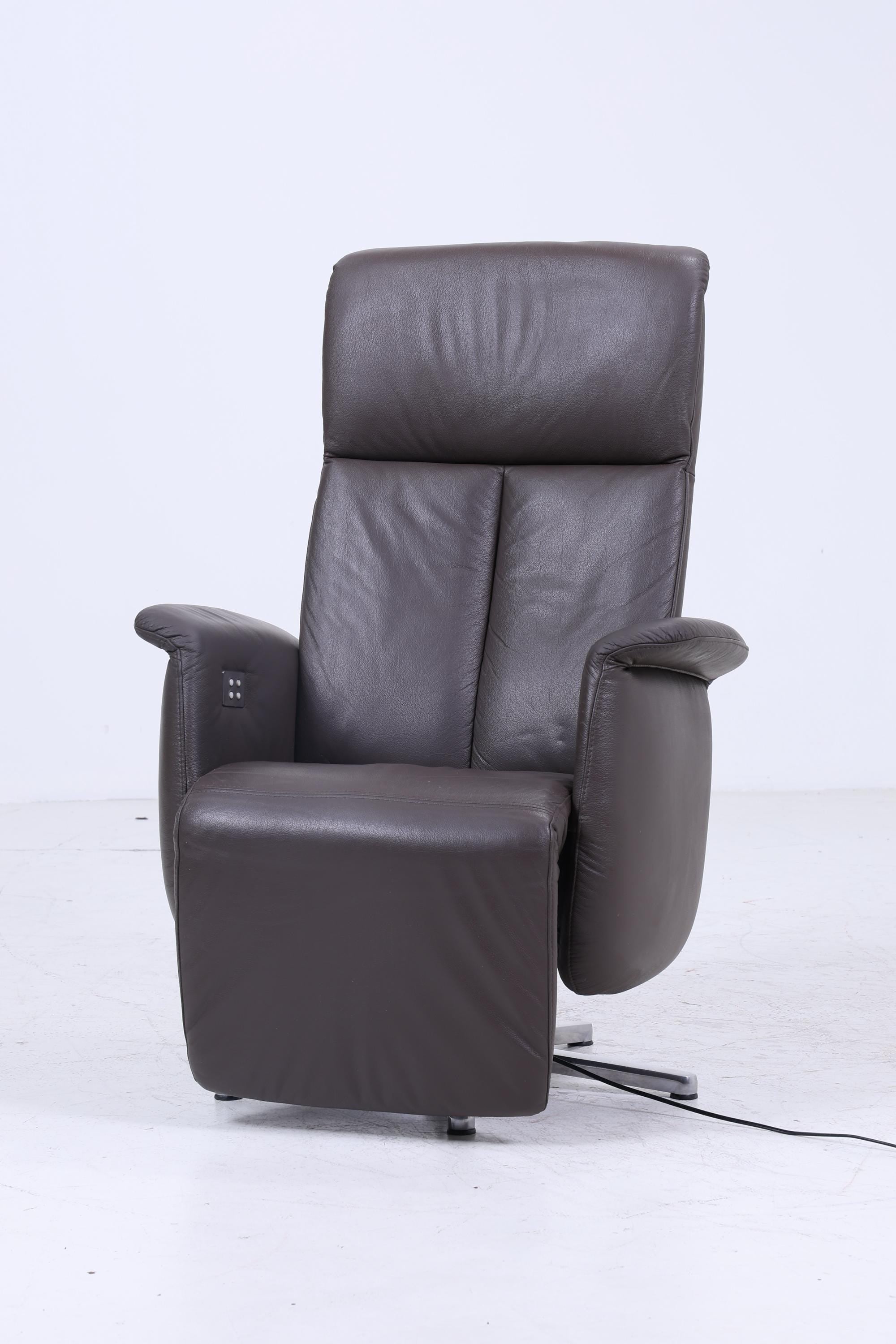 Vintage Ewald Schillig Fernsehsessel Modell Moviestar | Retro Relaxsessel mit Armlehnen | Mid Century Lounge Chair aus Leder