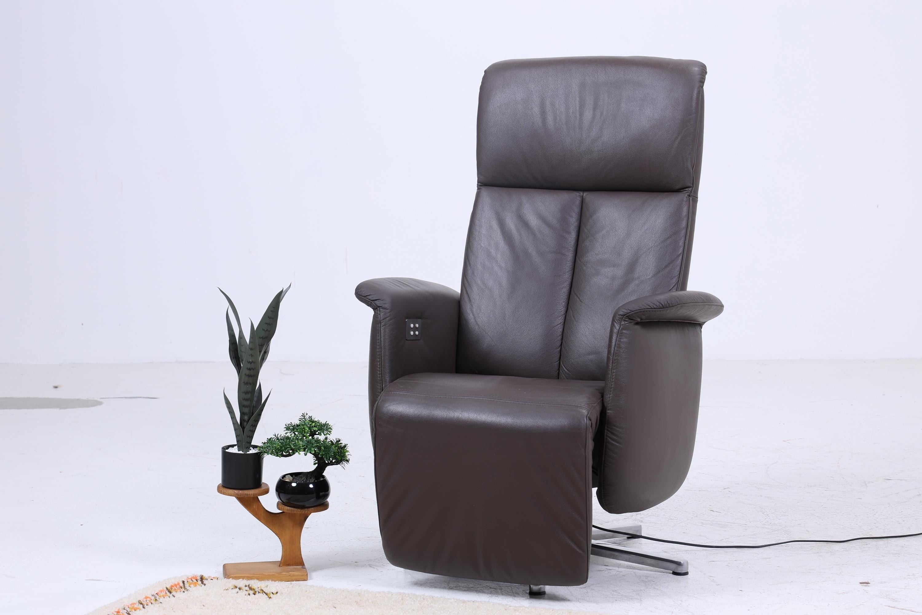 Vintage Ewald Schillig Fernsehsessel Modell Moviestar | Retro Relaxsessel mit Armlehnen | Mid Century Lounge Chair aus Leder