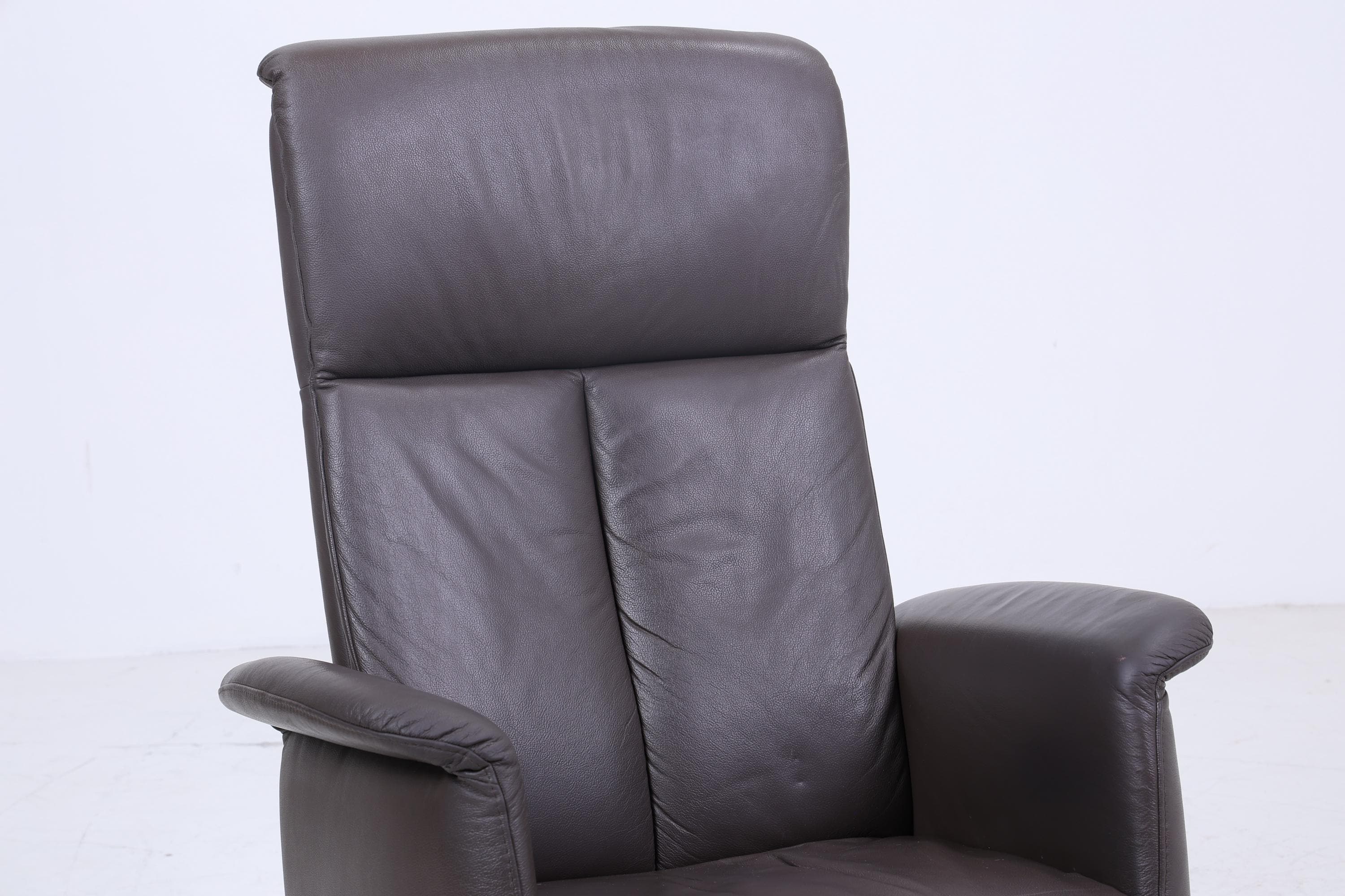 Vintage Ewald Schillig Fernsehsessel Modell Moviestar | Retro Relaxsessel mit Armlehnen | Mid Century Lounge Chair aus Leder