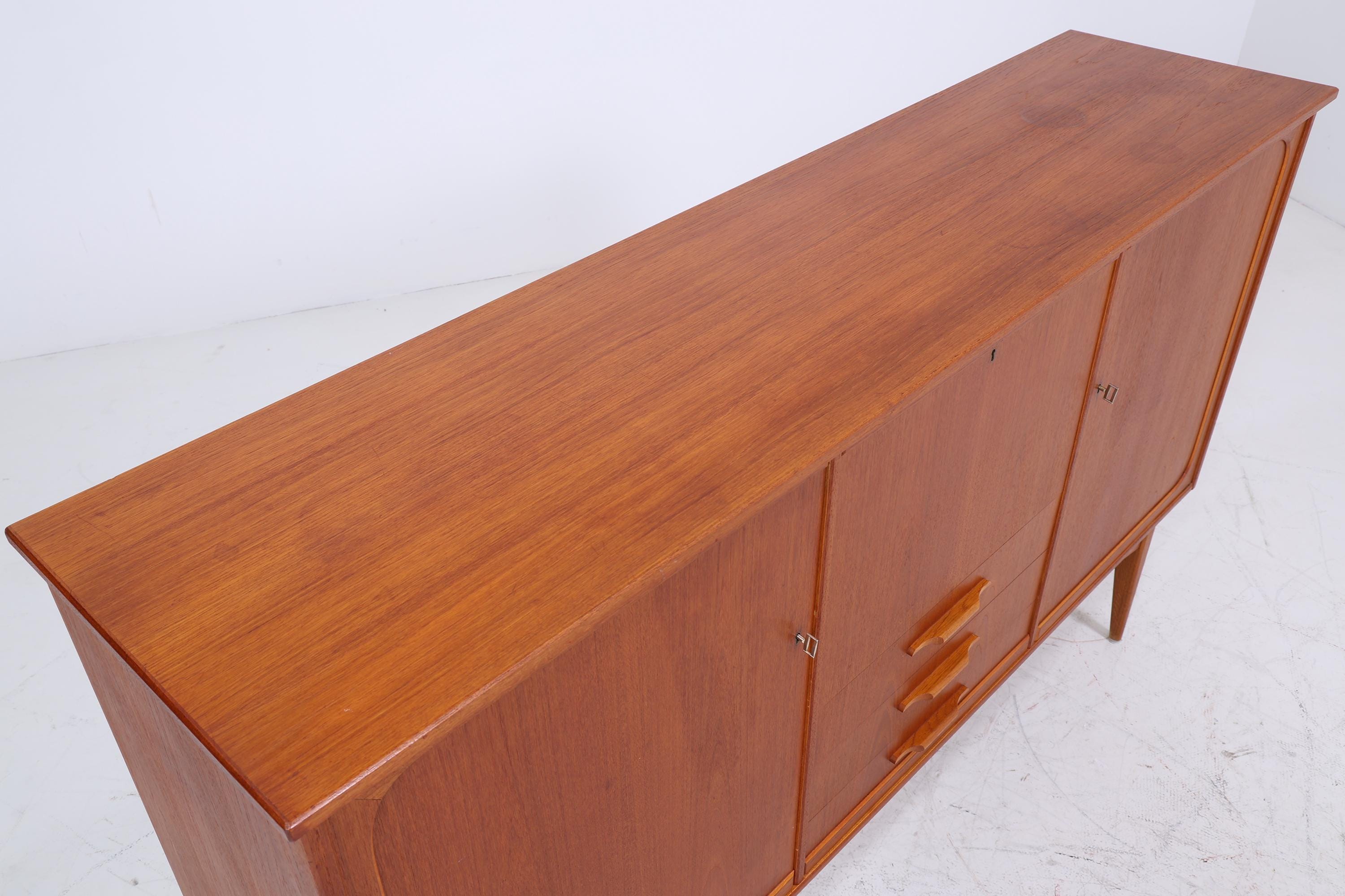 Vintage Teak Highboard 60er Jahre | Mid Century Sideboard Schubladen Schrank Holz Aufbewahrung