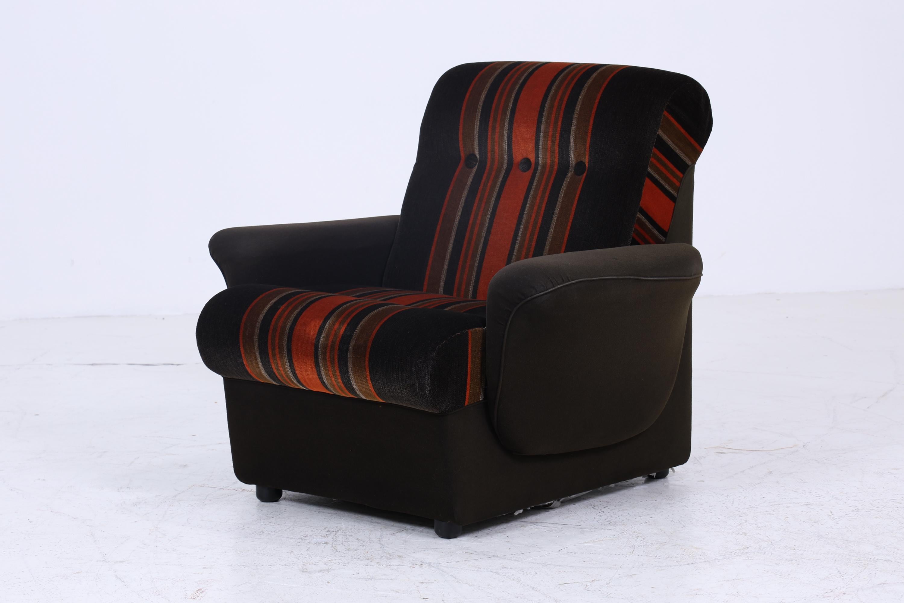 Vintage Armlehnsessel 70er Jahre | Mid Century Stoff Sessel Retro 60er