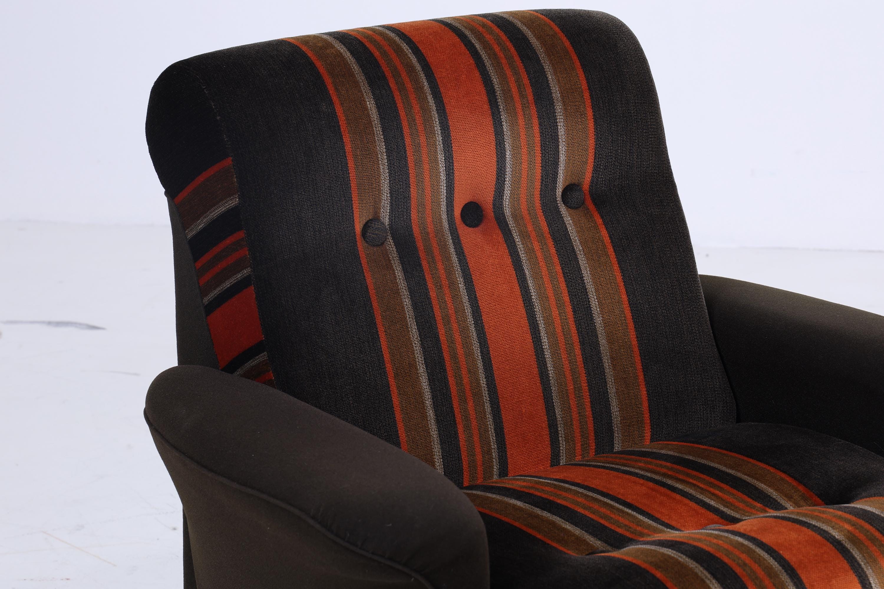 Vintage Armlehnsessel 70er Jahre | Mid Century Stoff Sessel Retro 60er