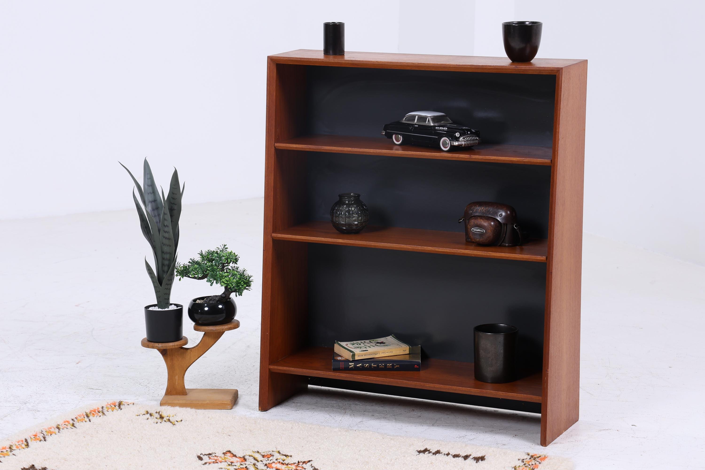 Kleines Vintage Teak Bücherregal | Mid Century Regal | 60er Retro Holz Aufbewahrung