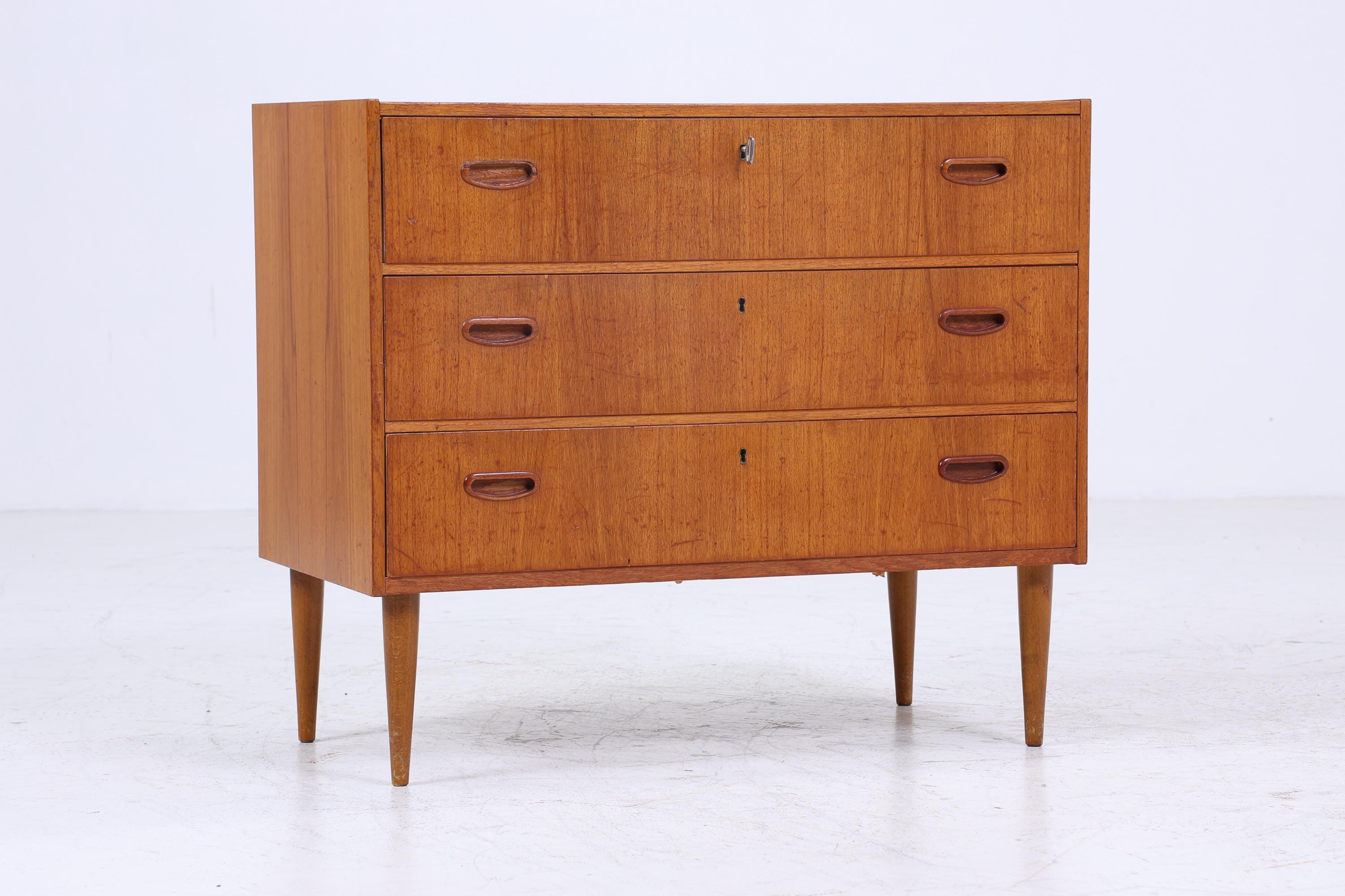 Wundervolle Teak Mid Century Kommode | Vintage Schubladen Schrank Holz Aufbewahrung 60er Jahre