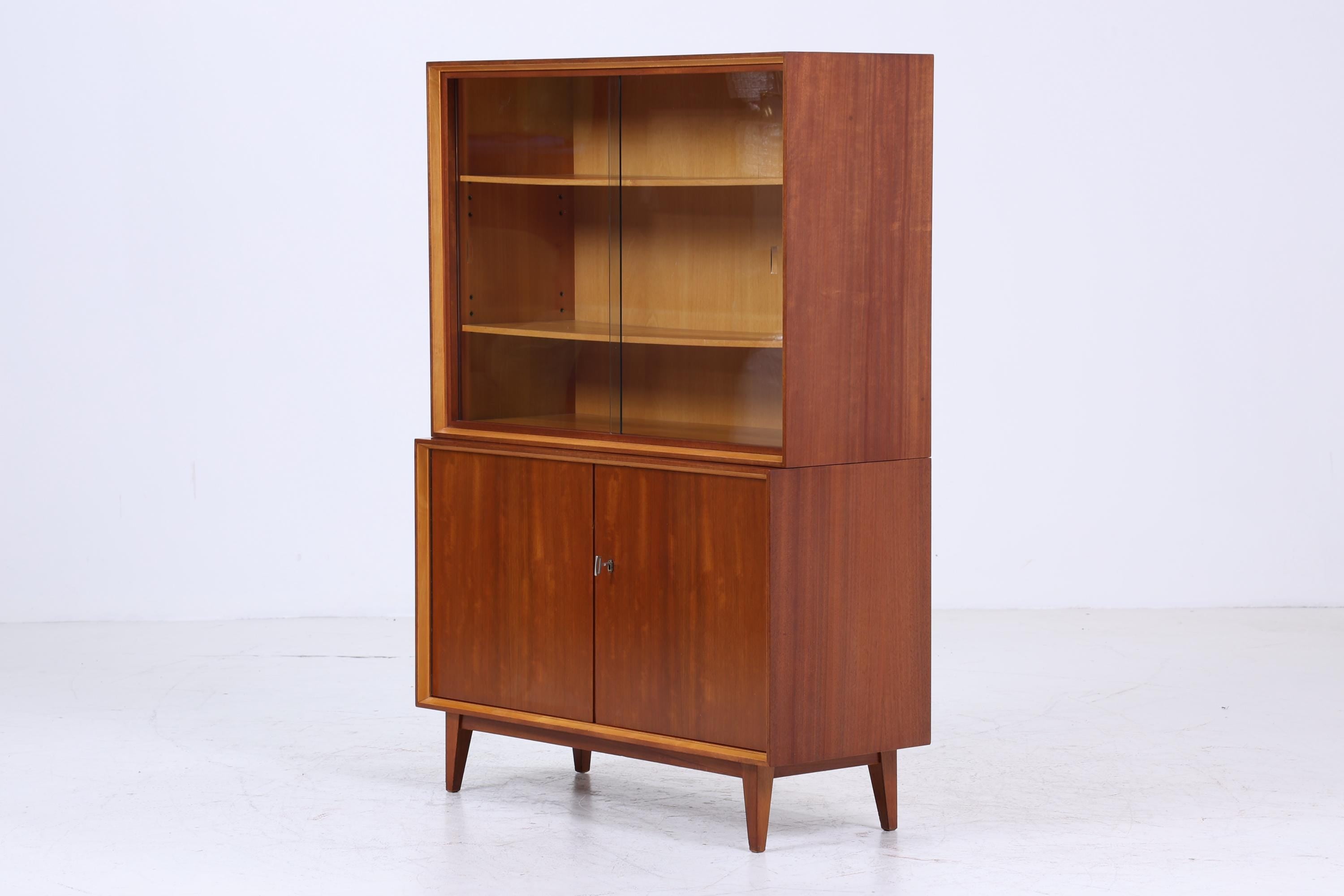 Vintage Vitrine 60er Jahre | Mid Century Schrank Retro Holz Aufbewahrung