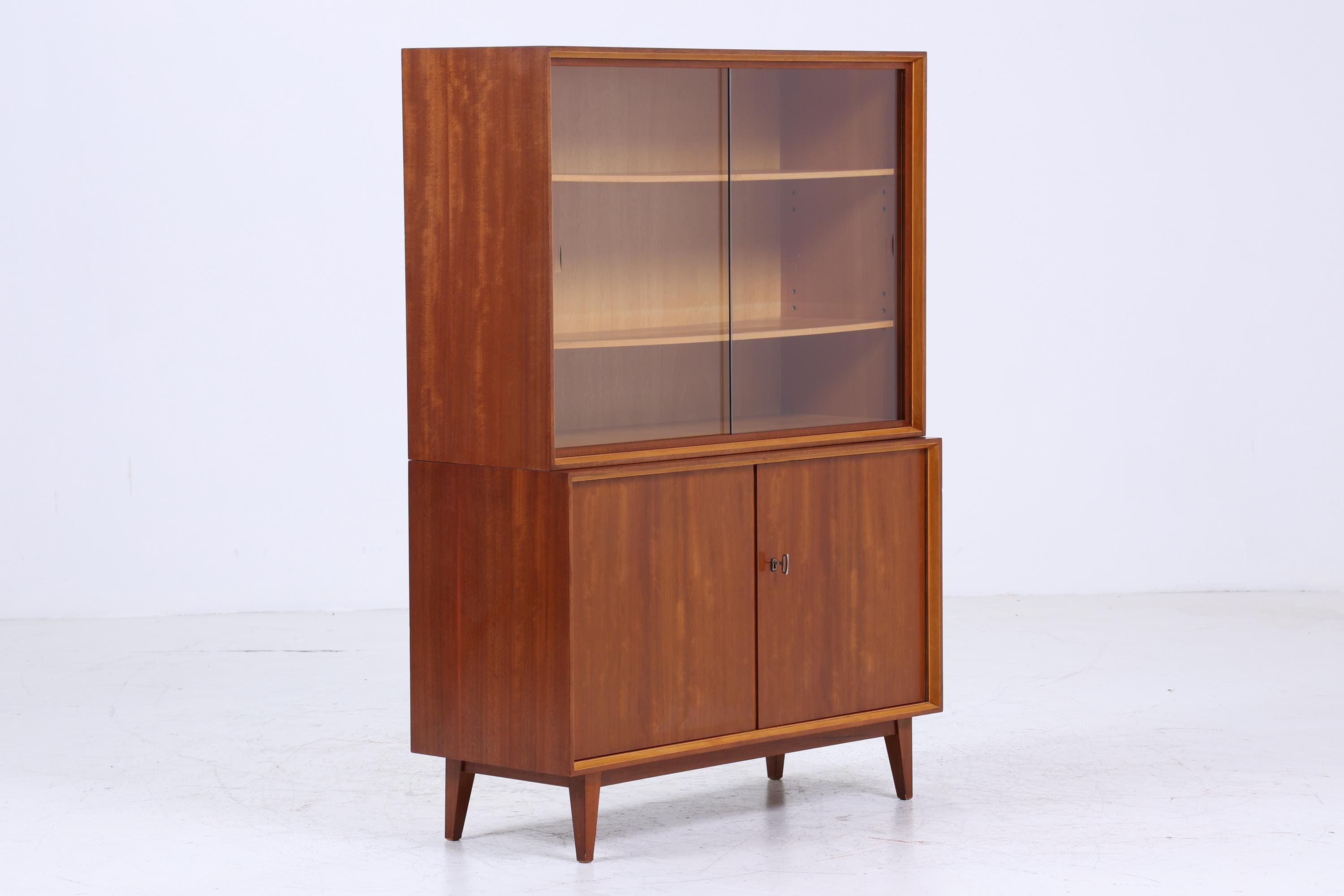 Vintage Vitrine 60er Jahre | Mid Century Schrank Retro Holz Aufbewahrung