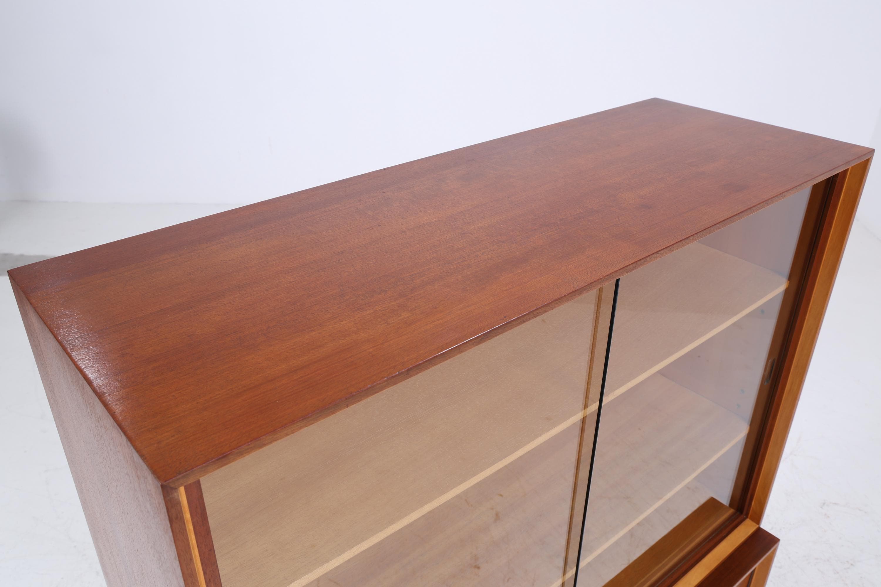 Vintage Vitrine 60er Jahre | Mid Century Schrank Retro Holz Aufbewahrung