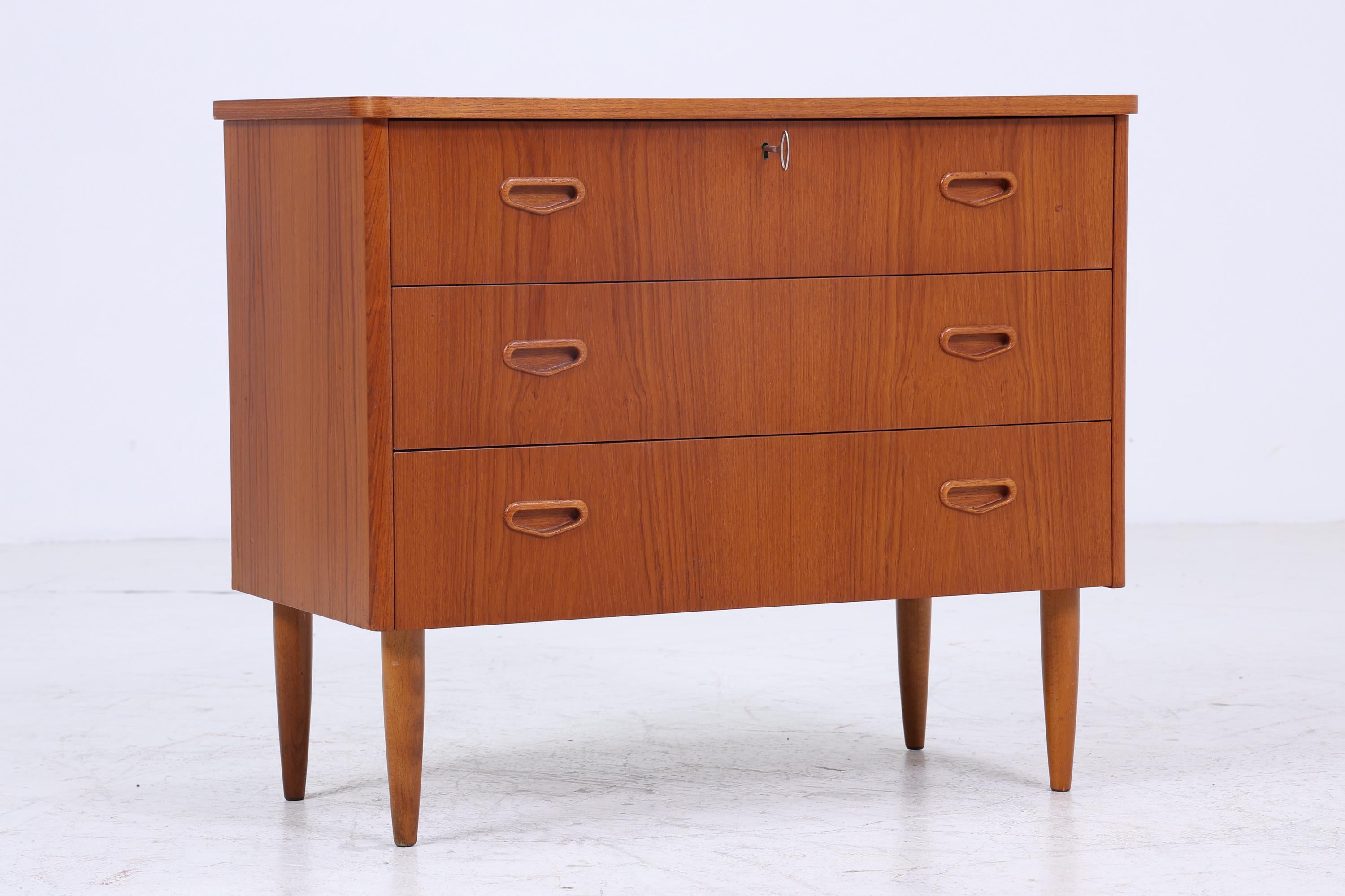 Vintage Teak Kommode | Mid Century Schubladen Schrank Holz Aufbewahrung 60er Jahre