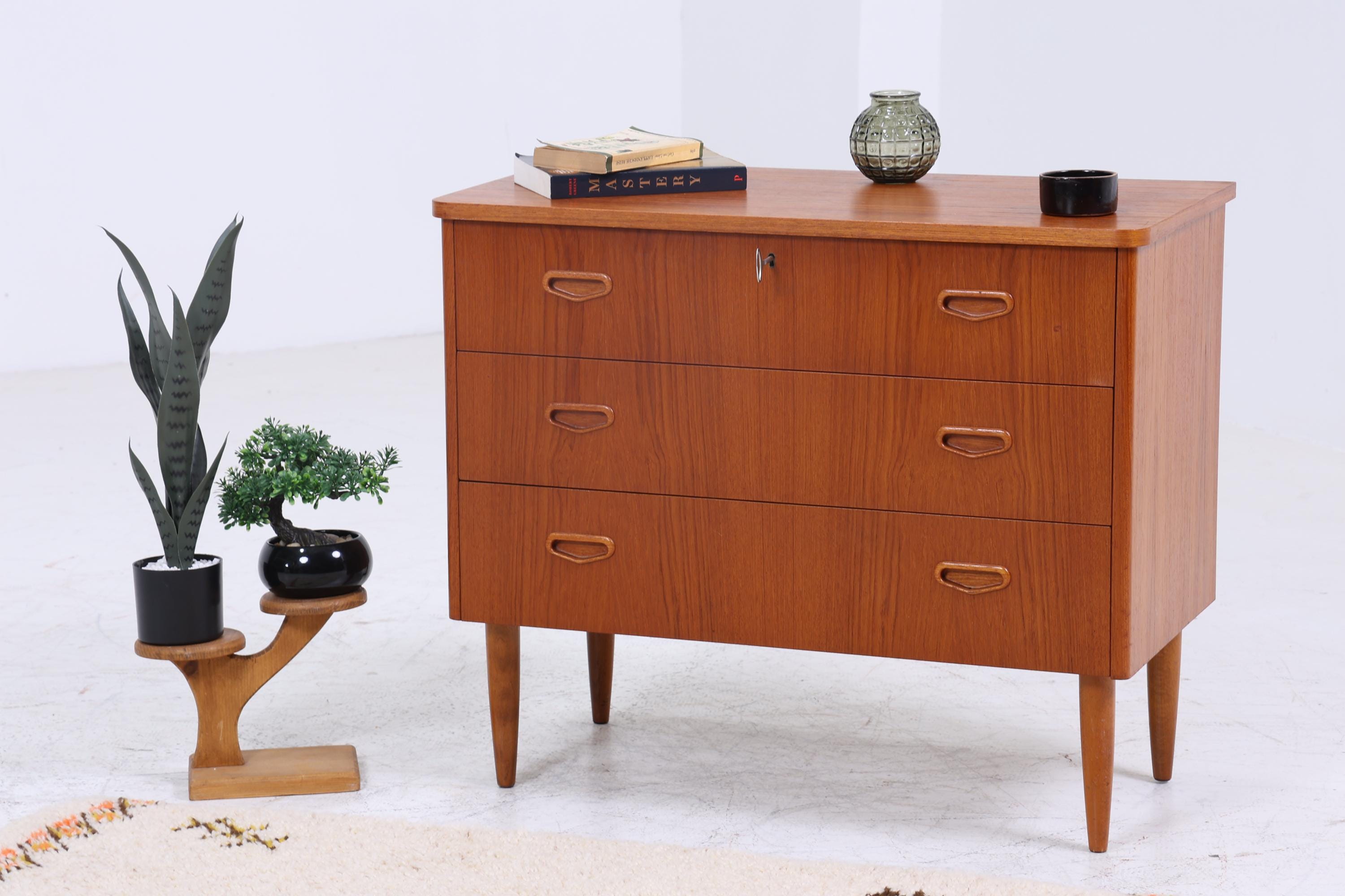 Vintage Teak Kommode | Mid Century Schubladen Schrank Holz Aufbewahrung 60er Jahre