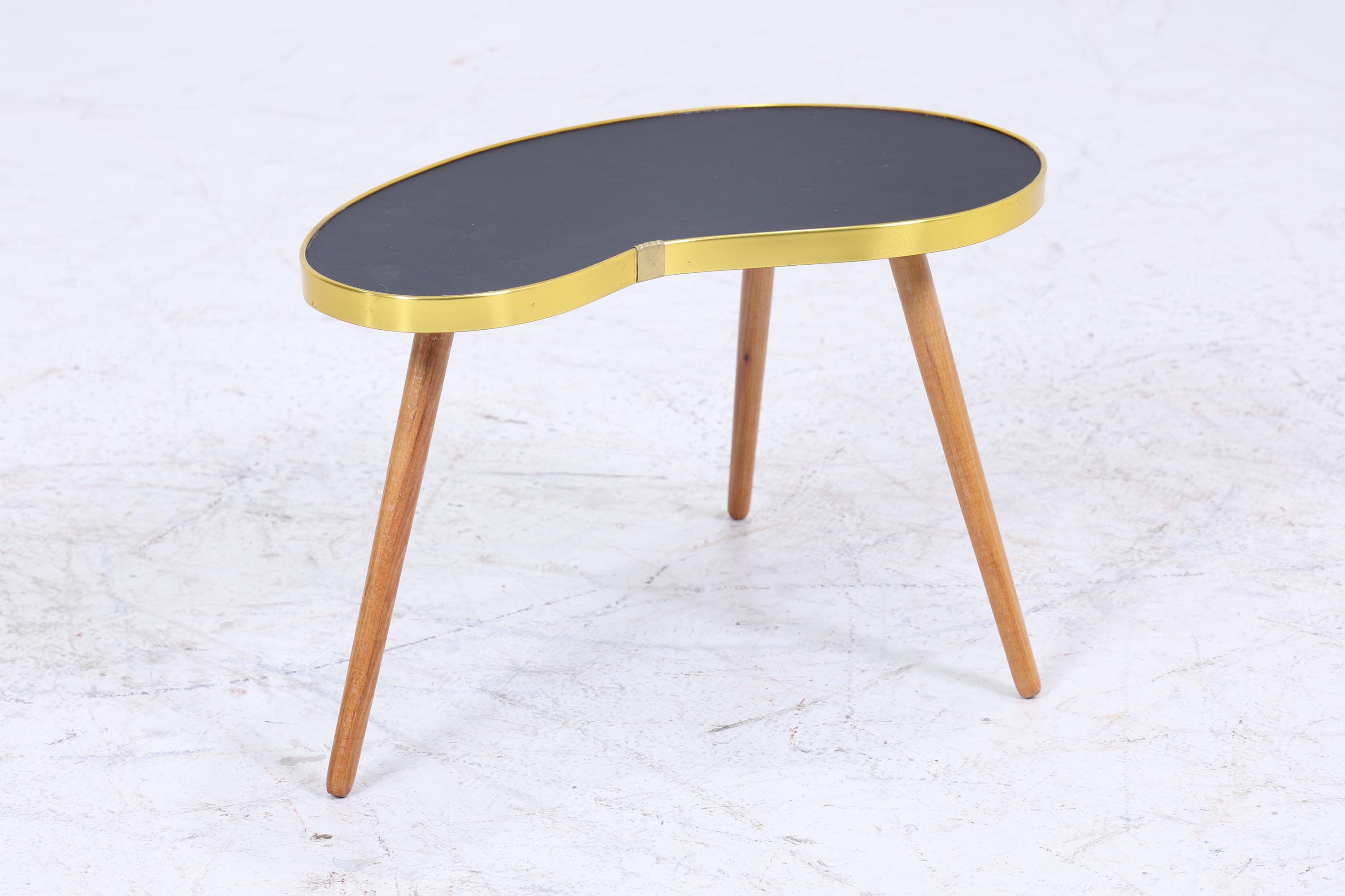 Vintage Nierentisch | Mid Century Blumentisch | Beistelltische Schwarz 60er Jahre