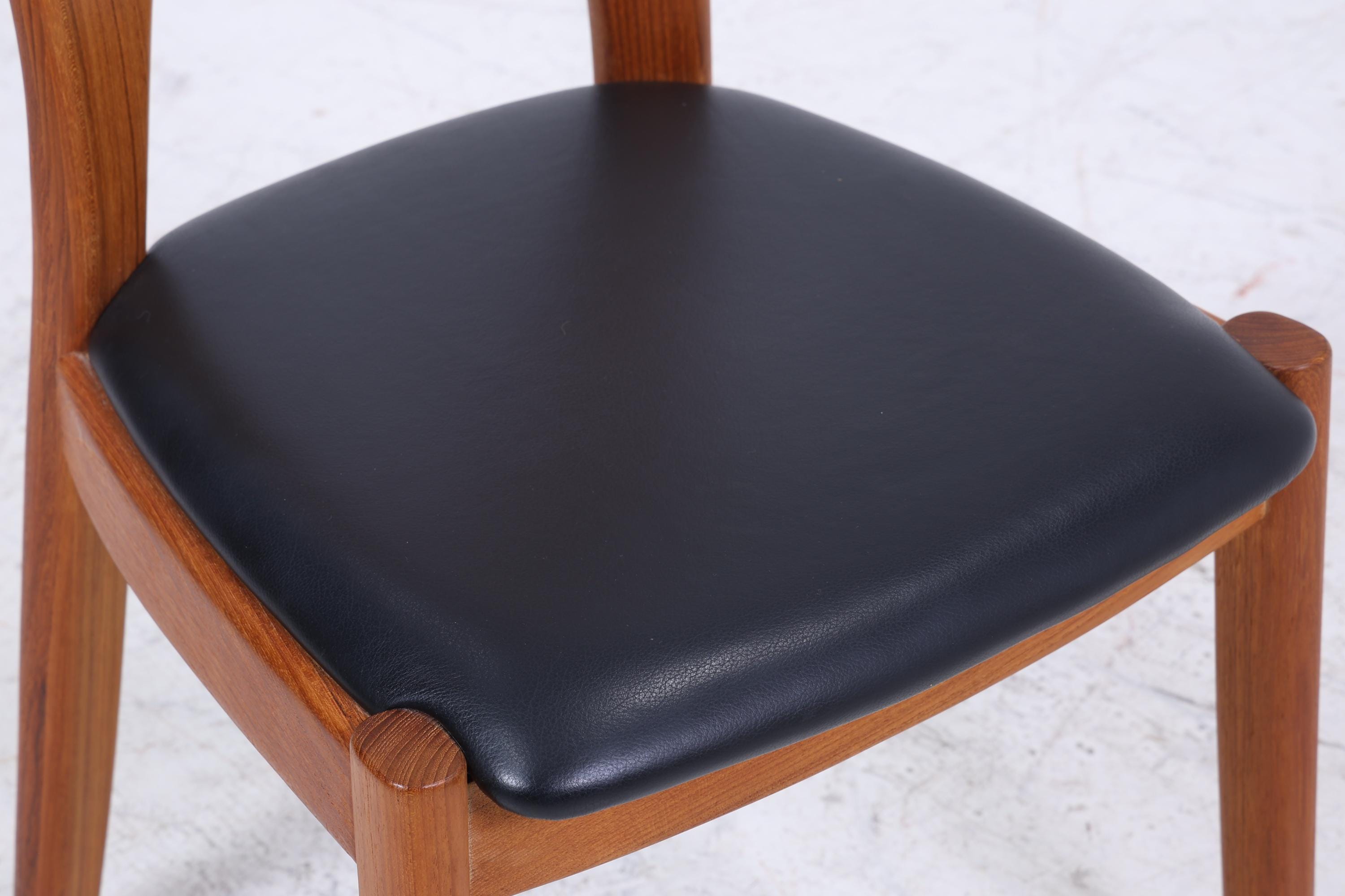 5 Vintage Teak Esszimmer Stühle von Niels Koefoed für Glostrup | Mid Century Stuhl 60er Jahre | Küchenstuhl Leder Bezug