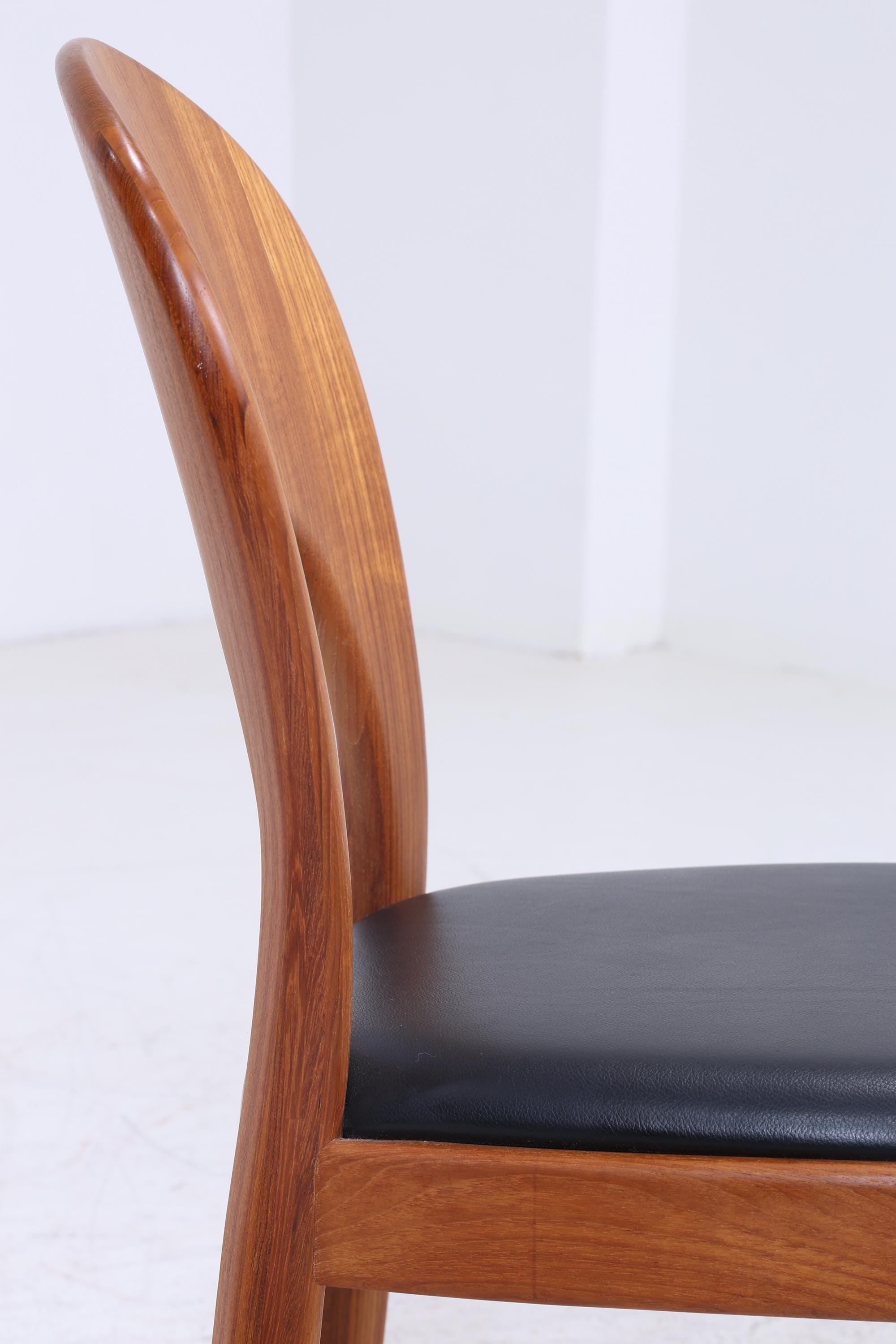 5 Vintage Teak Esszimmer Stühle von Niels Koefoed für Glostrup | Mid Century Stuhl 60er Jahre | Küchenstuhl Leder Bezug