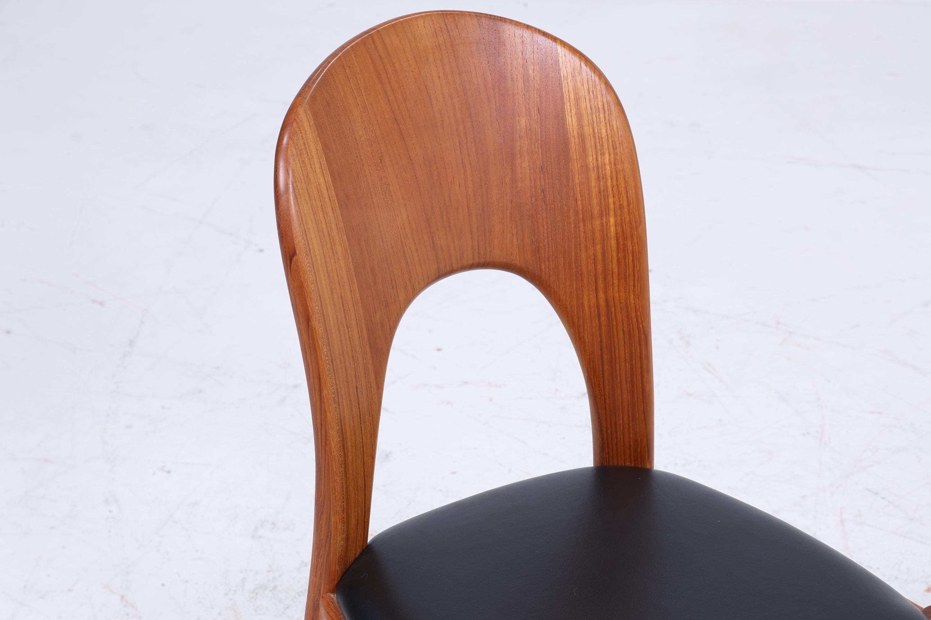 5 Vintage Teak Esszimmer Stühle von Niels Koefoed für Glostrup | Mid Century Stuhl 60er Jahre | Küchenstuhl Leder Bezug