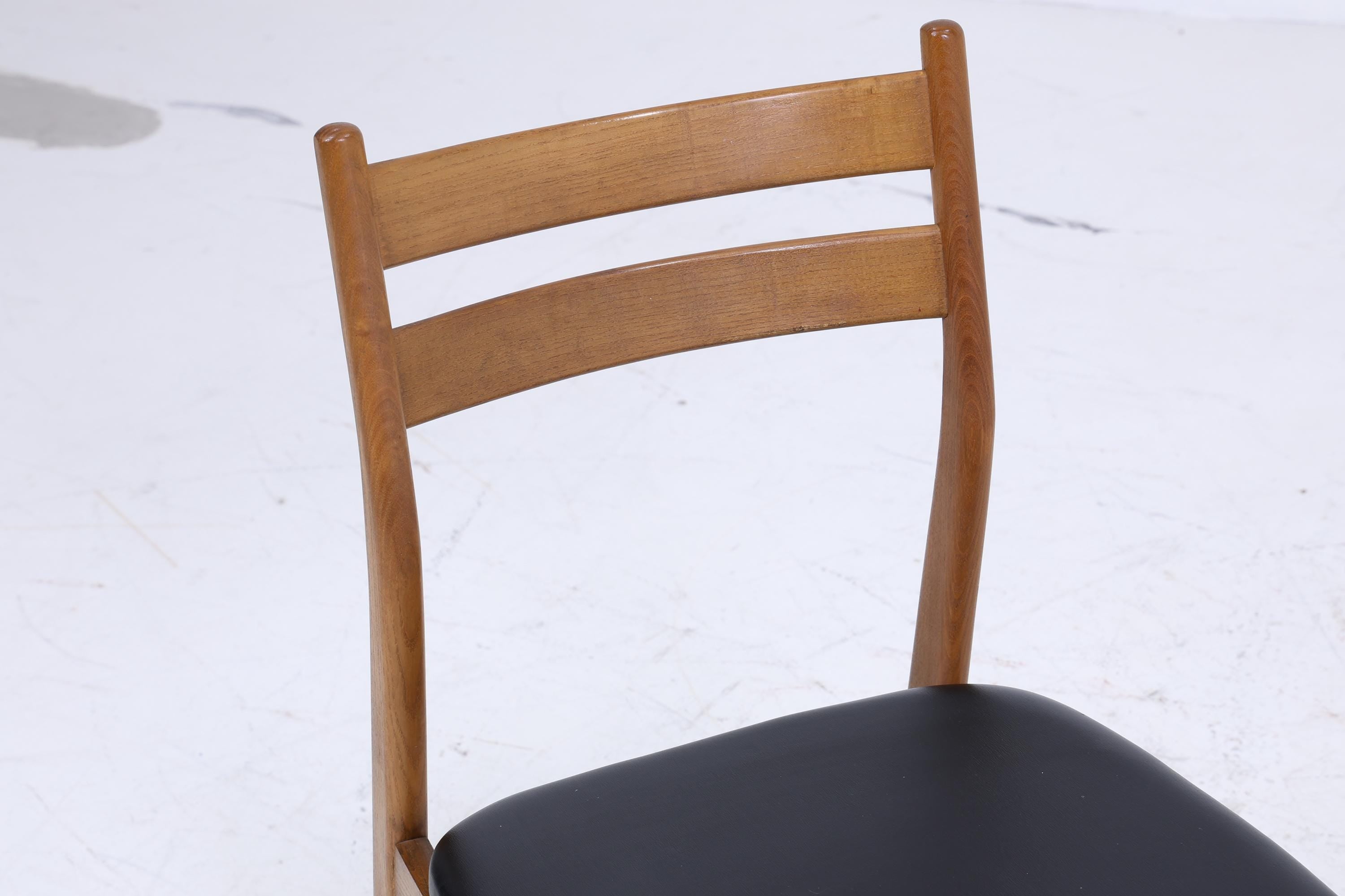 2 Vintage Teak Esszimmer Stühle | Mid Century Stuhl 60er Jahre | Küchenstuhl Leder Bezug