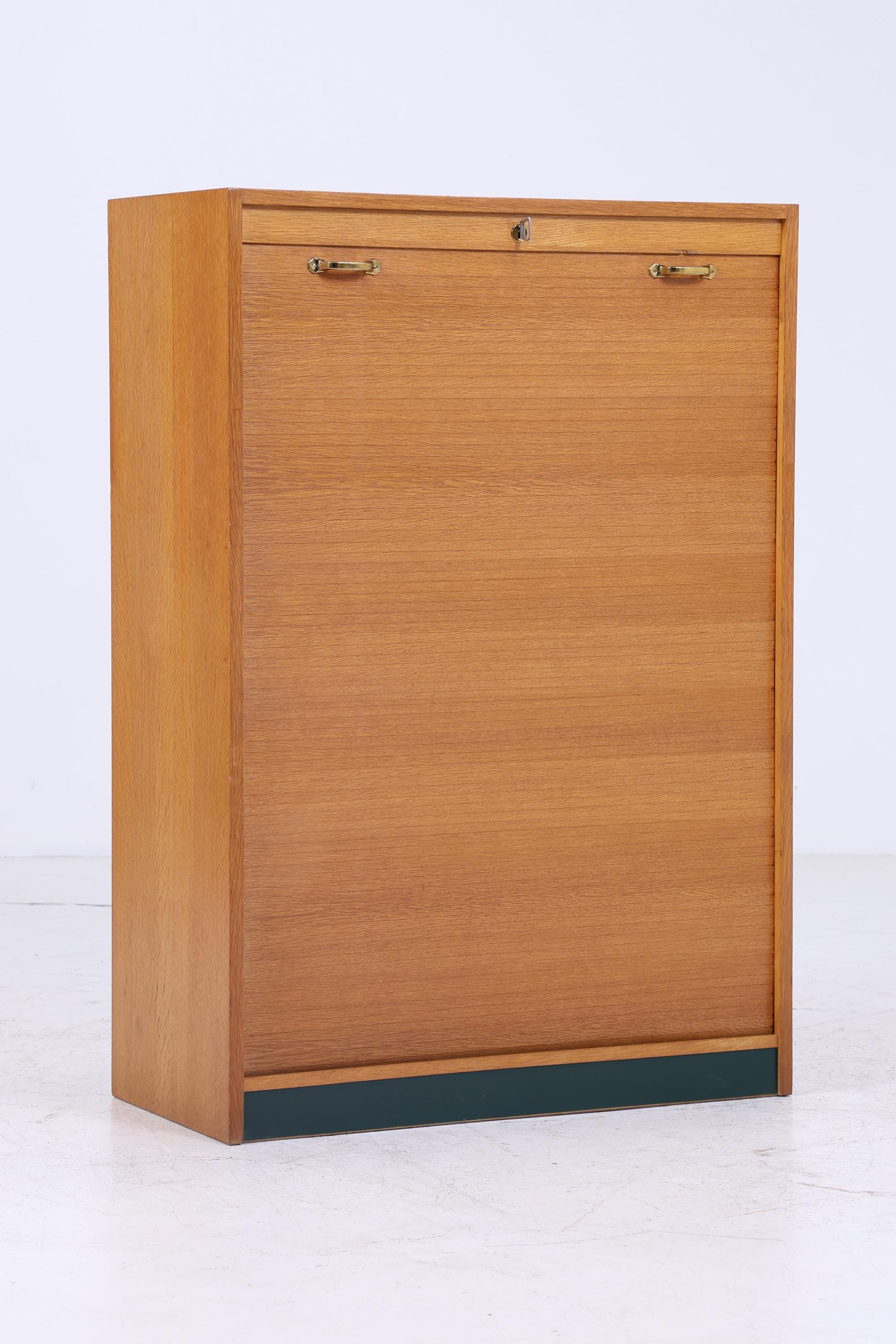 Vintage Rollladenschrank 60er Jahre | Mid Century Schrank Bücherschrank Highboard Holz Aufbewahrung Aktenschrank