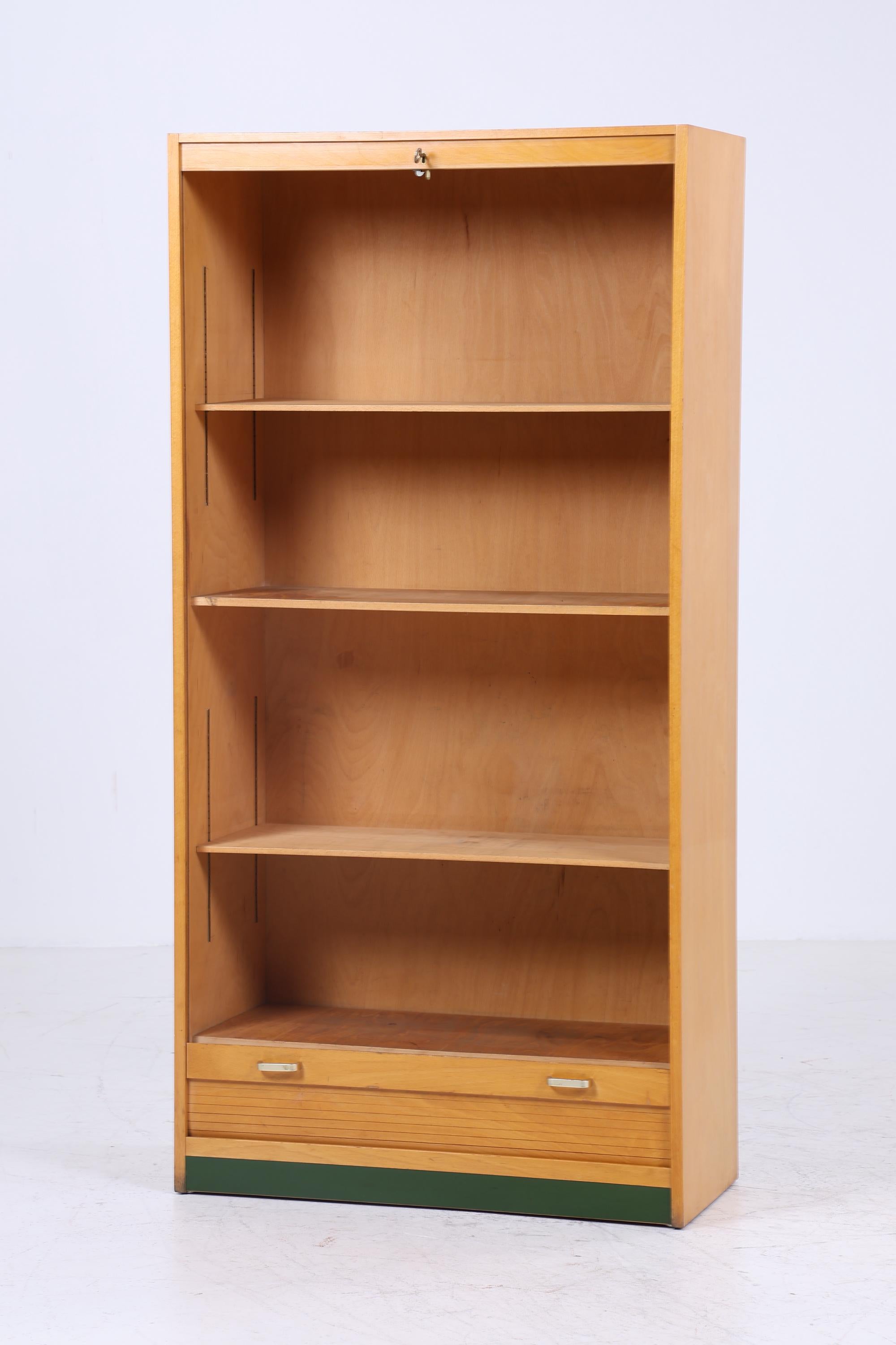 Vintage Rollladenschrank 60er Jahre | Mid Century Schrank Bücherschrank Highboard Holz Aufbewahrung Aktenschrank