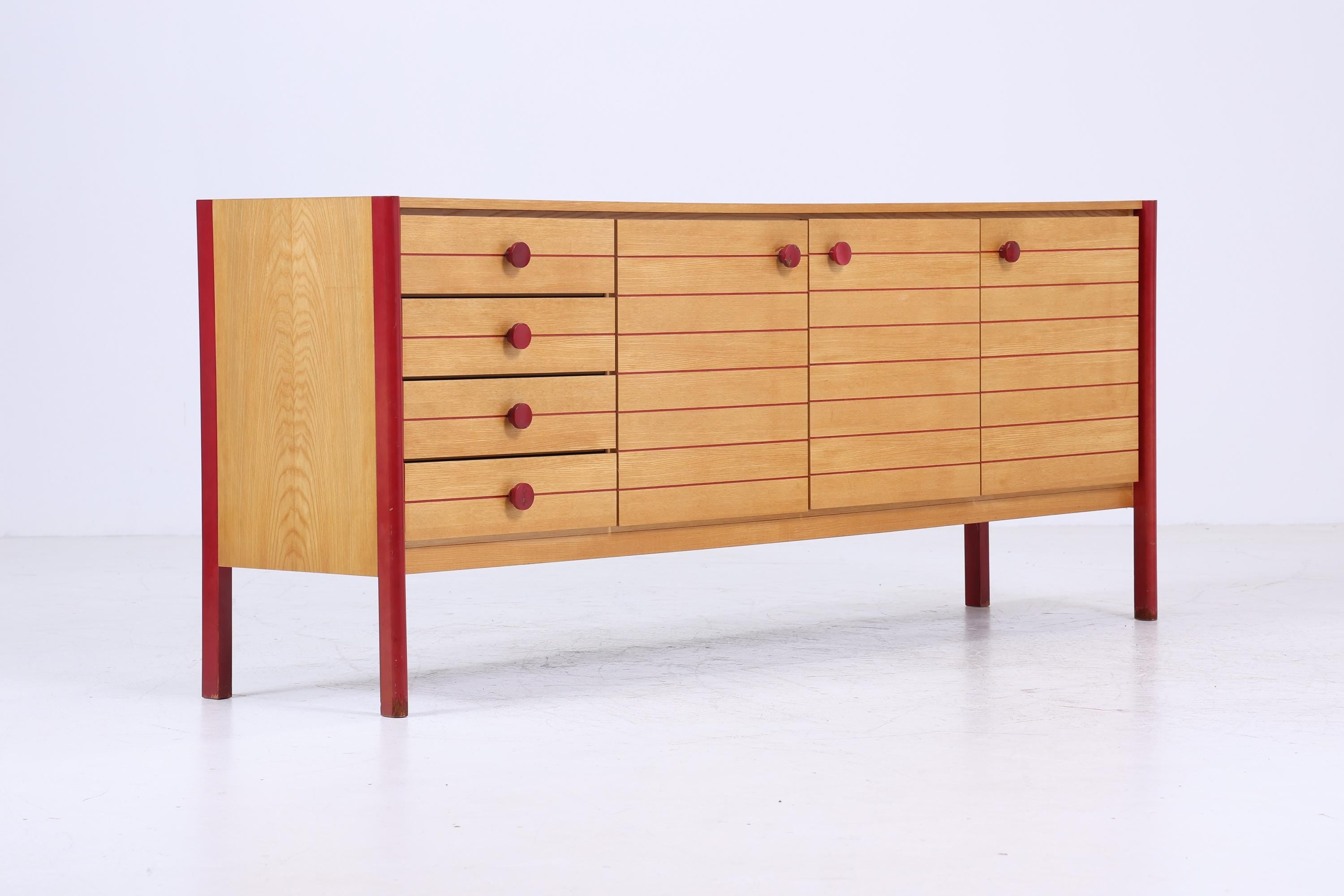 Vintage Sideboard 60er Jahre | Mid Century Schubladen TV Board mit Schubladen & Fächern Retro Anrichte Holz Aufbewahrung