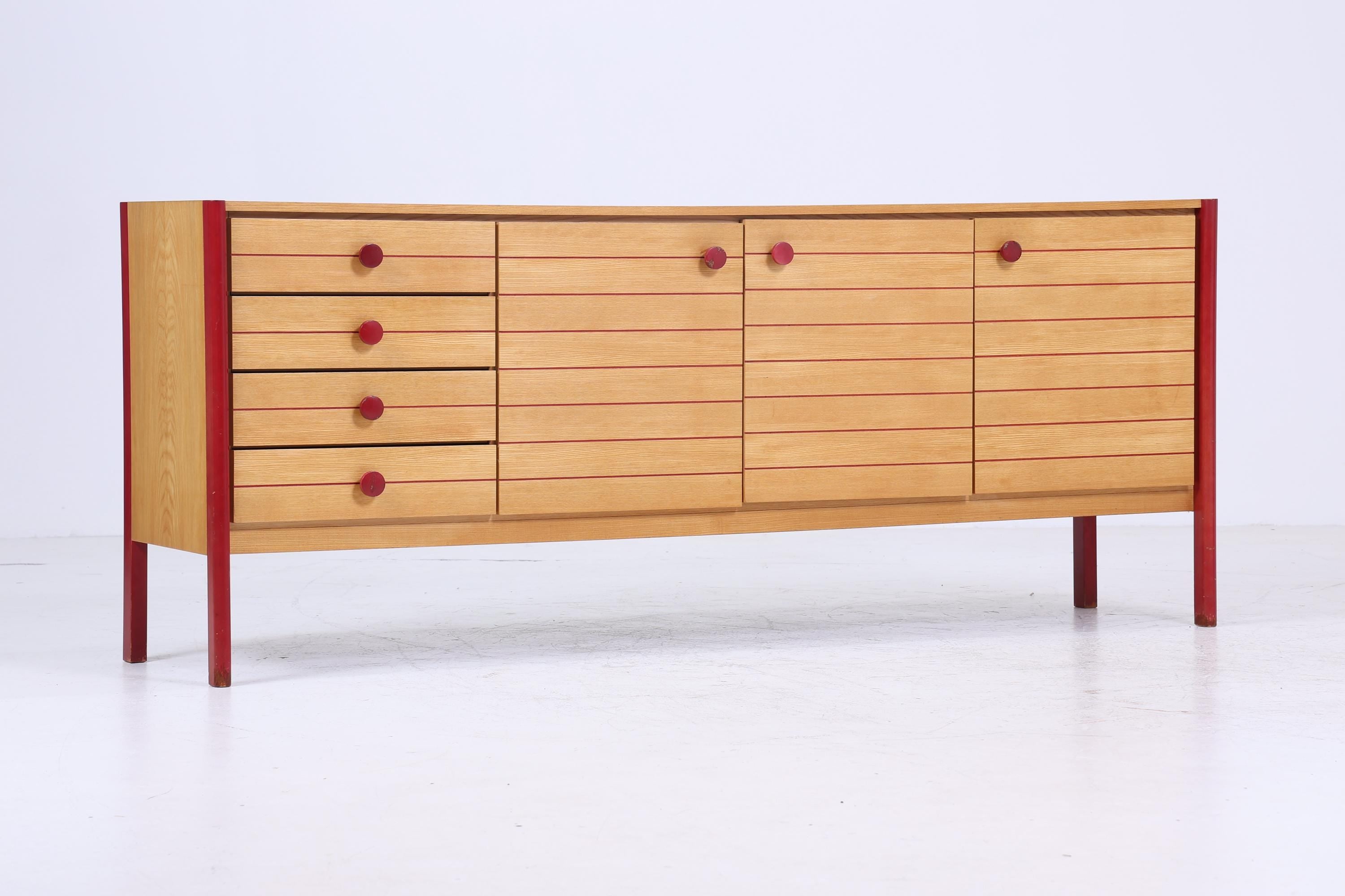 Vintage Sideboard 60er Jahre | Mid Century Schubladen TV Board mit Schubladen & Fächern Retro Anrichte Holz Aufbewahrung