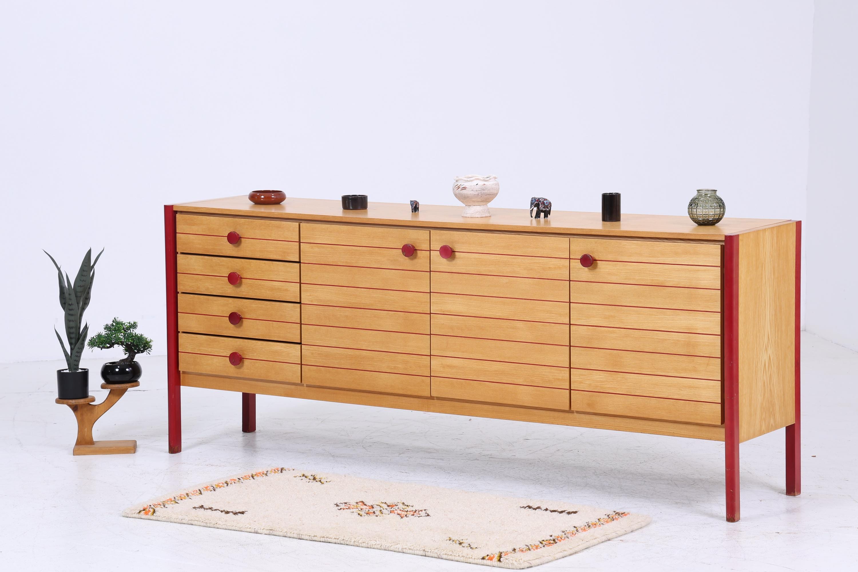 Vintage Sideboard 60er Jahre | Mid Century Schubladen TV Board mit Schubladen & Fächern Retro Anrichte Holz Aufbewahrung