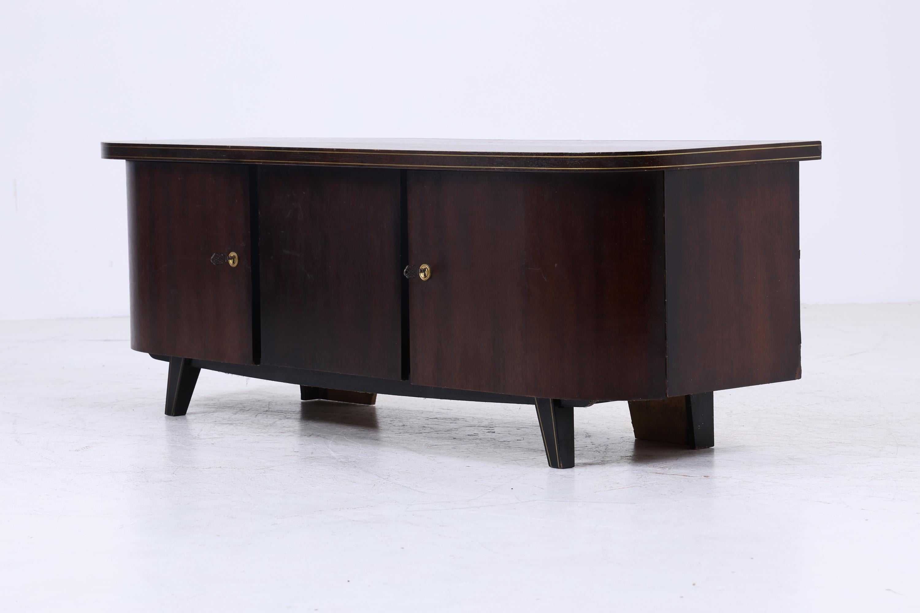 Dunkles Vintage Lowboard 60er Jahre | Mid Century Sideboard mit Fächern Retro Dunkel Holz