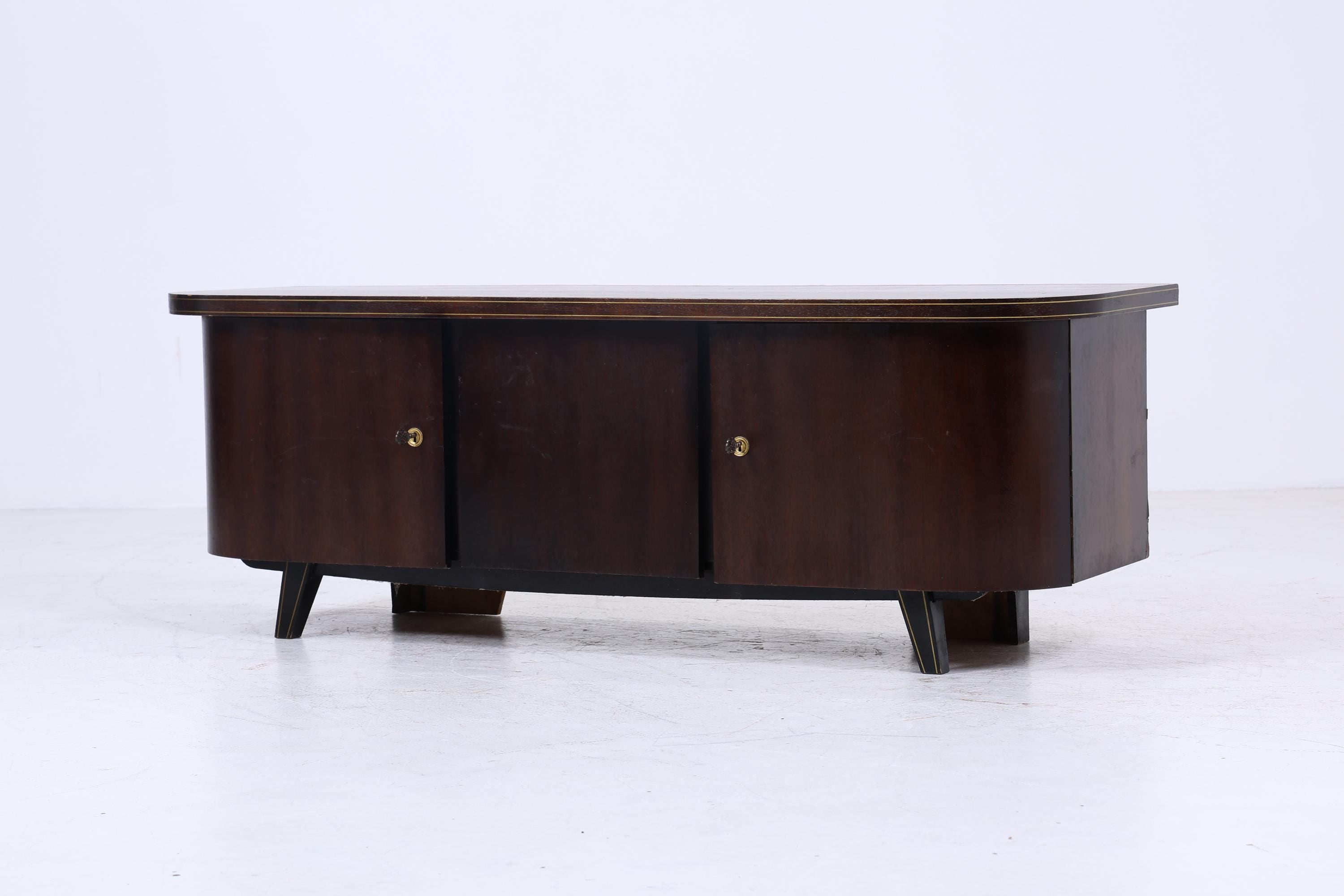 Dunkles Vintage Lowboard 60er Jahre | Mid Century Sideboard mit Fächern Retro Dunkel Holz