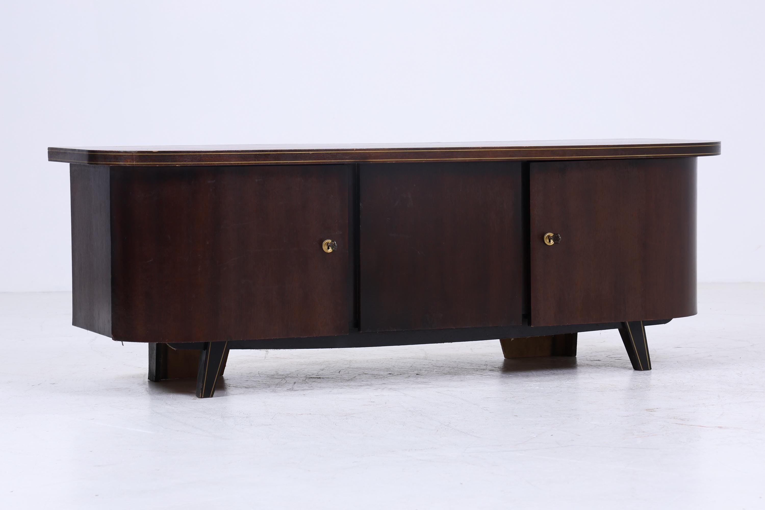 Dunkles Vintage Lowboard 60er Jahre | Mid Century Sideboard mit Fächern Retro Dunkel Holz