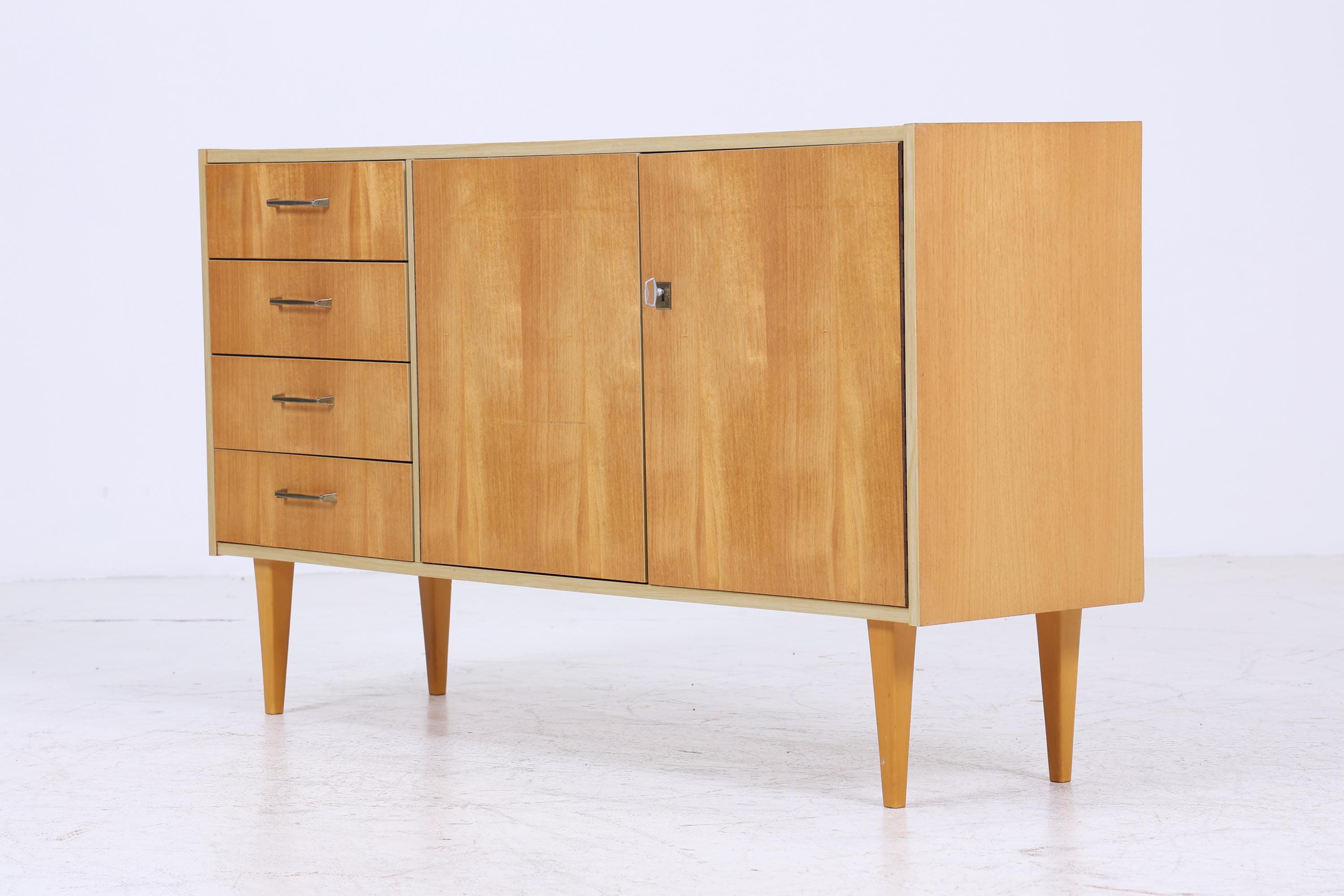 Vintage Sideboard 60er Jahre | Mid Century Schubladen TV Board mit Schubladen & Fächern Retro Anrichte Holz Aufbewahrung